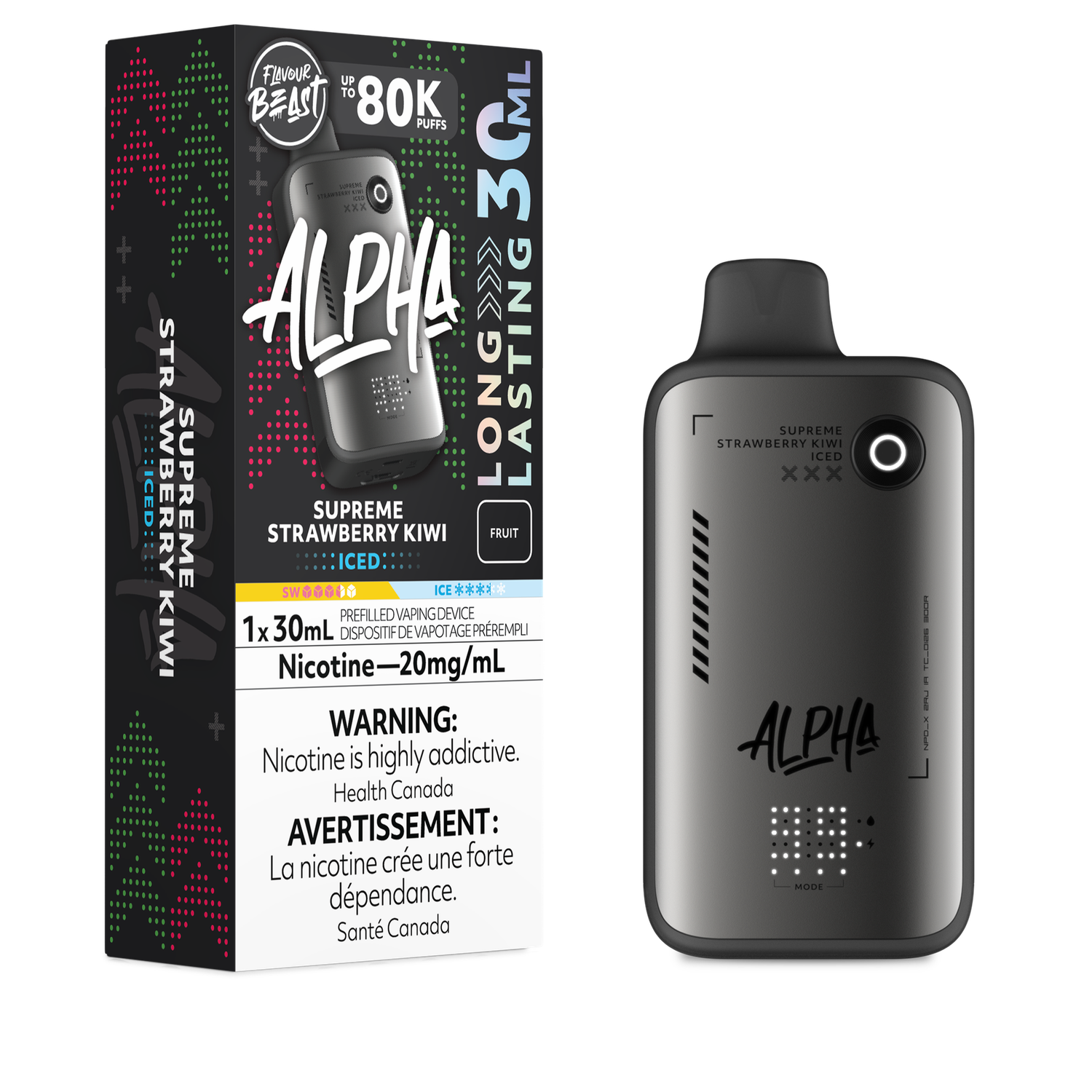 Supreme Strawberry Kiwi Iced - Flavour Beast Alpha 80K Disposable, Nicotine: 20mg