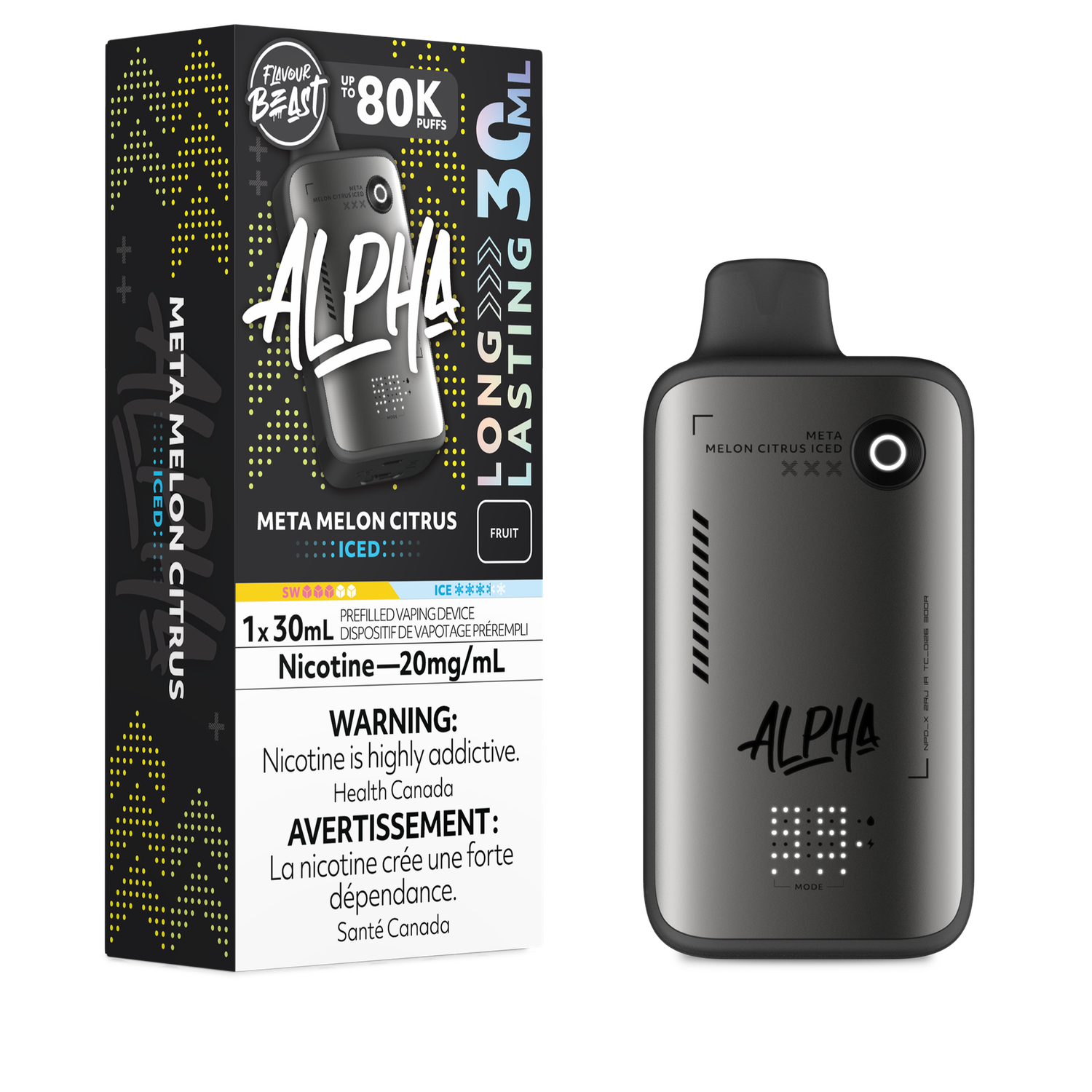 Meta Melon Citrus Iced - Flavour Beast Alpha 80K Disposable, Nicotine: 20mg