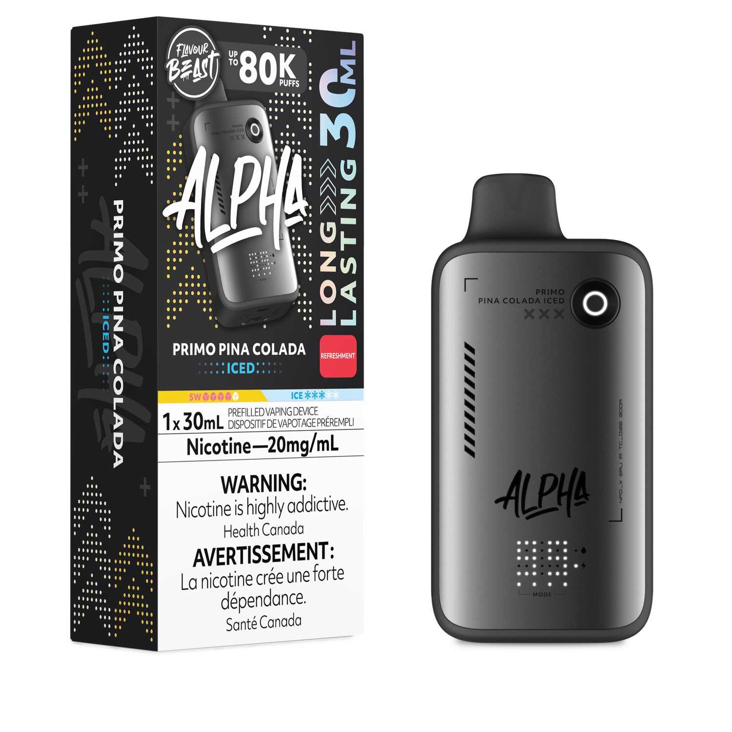 Primo Pina Colada Iced - Flavour Beast Alpha 80K Disposable, Nicotine: 20mg