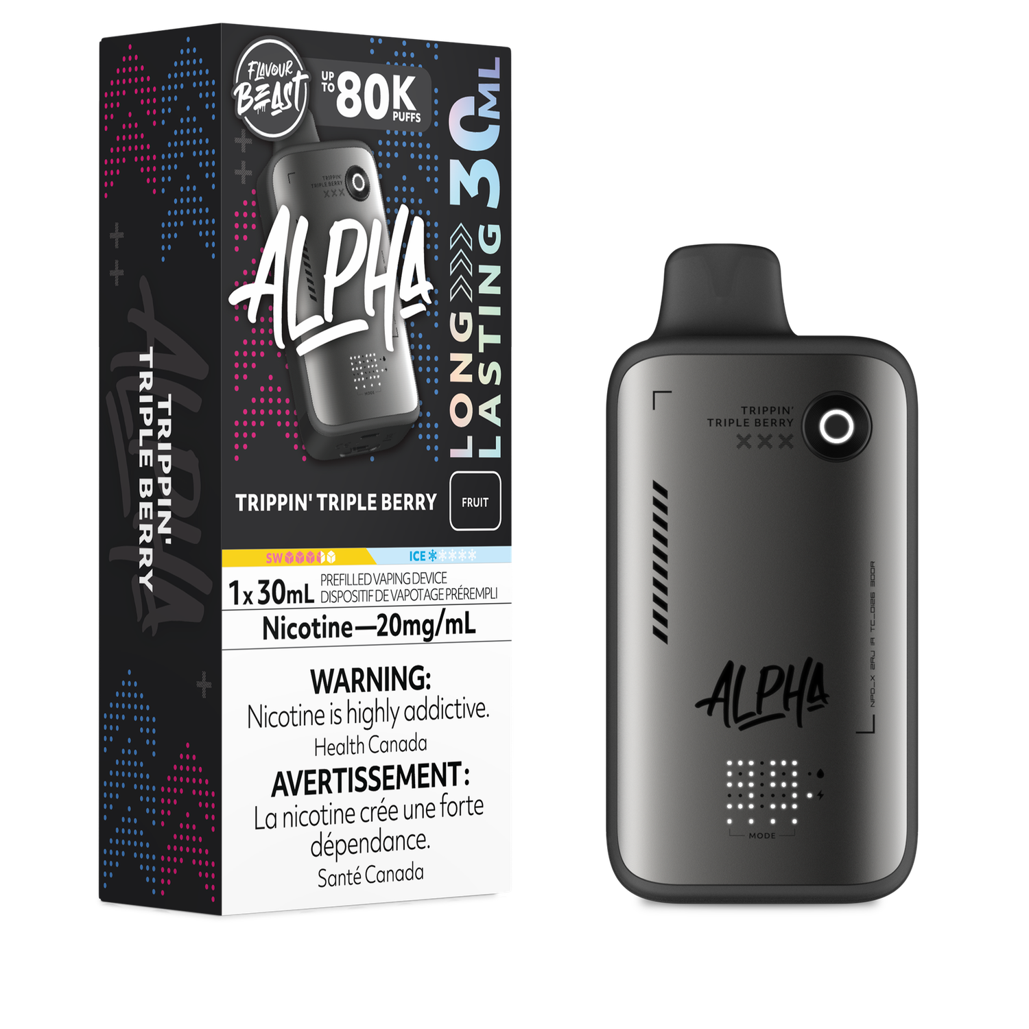 Trippin' Triple Berry - Flavour Beast Alpha 80K Disposable, Nicotine: 20mg