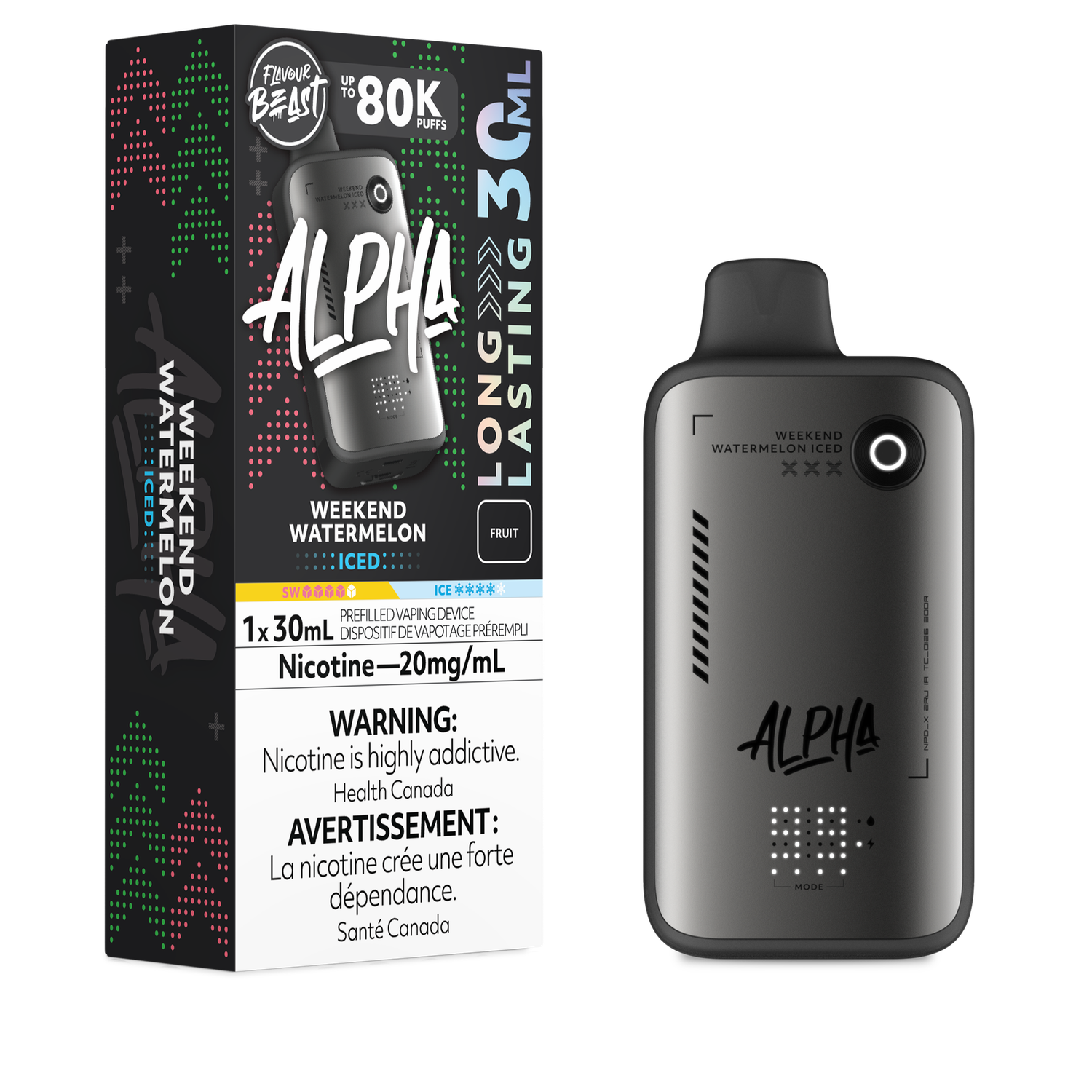 Weekend Watermelon Iced - Flavour Beast Alpha 80K Diposable, Nicotine: 20mg