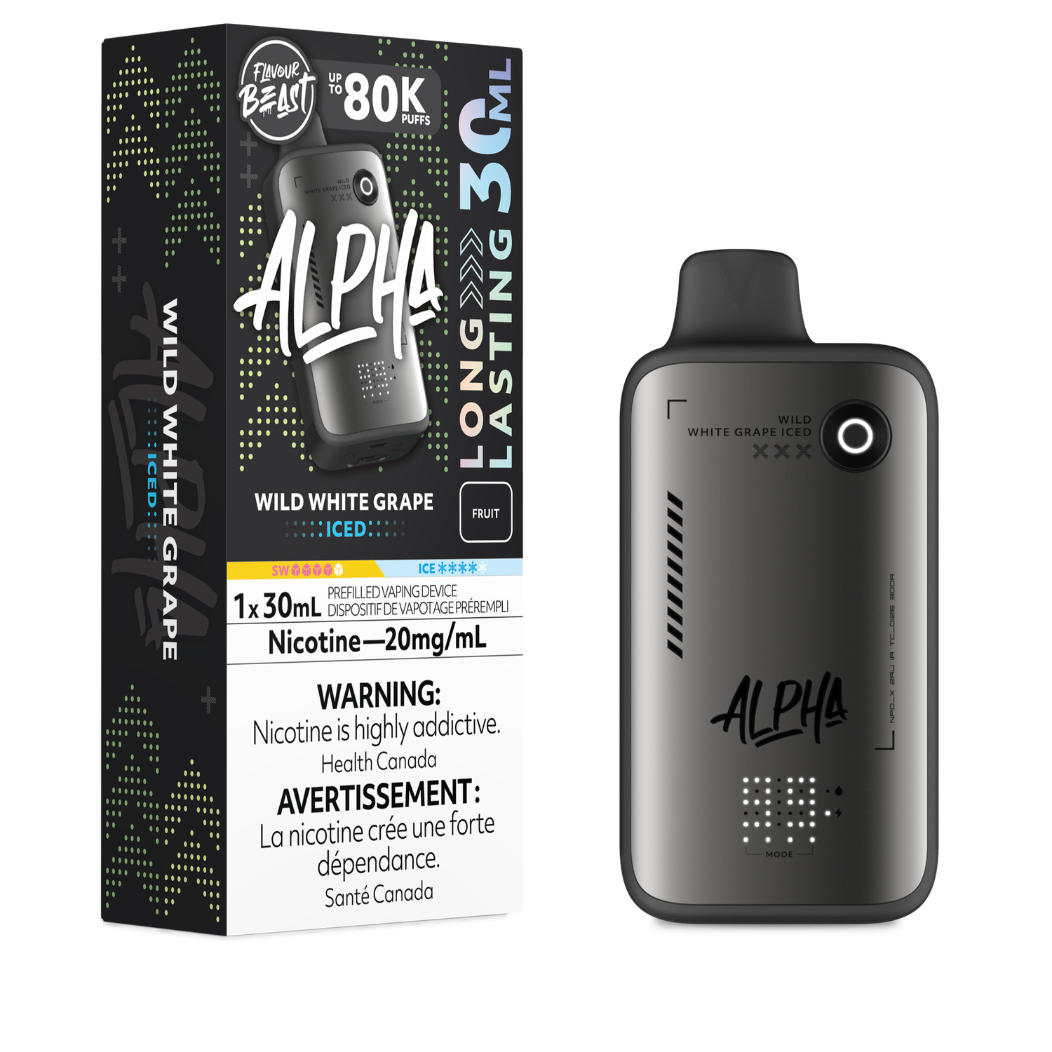 Wild White Grape Iced - Flavour Beast Alpha 80K Disposable, Nicotine: 20mg