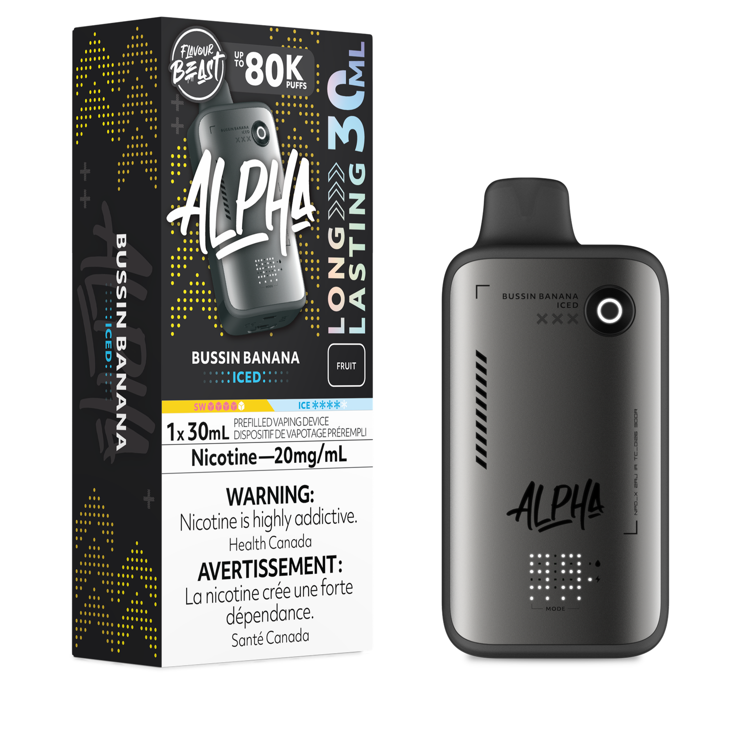 Bussin' Banana Iced - Flavour Beast Alpha 80K Disposable, Nicotine: 20mg