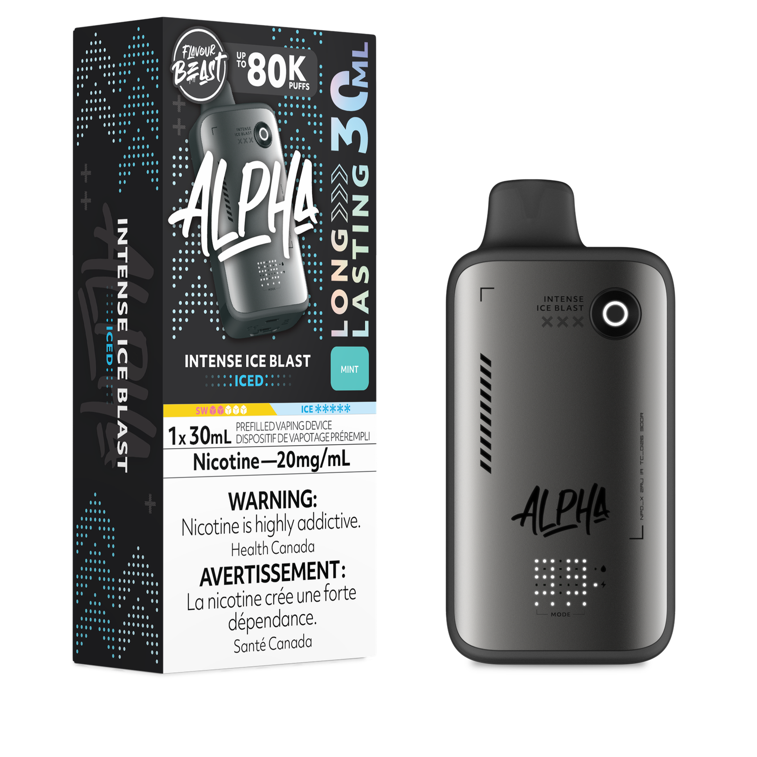 Intense Ice Blast Iced - Flavour Beast Alpha 80K Disposable, Nicotine: 20mg