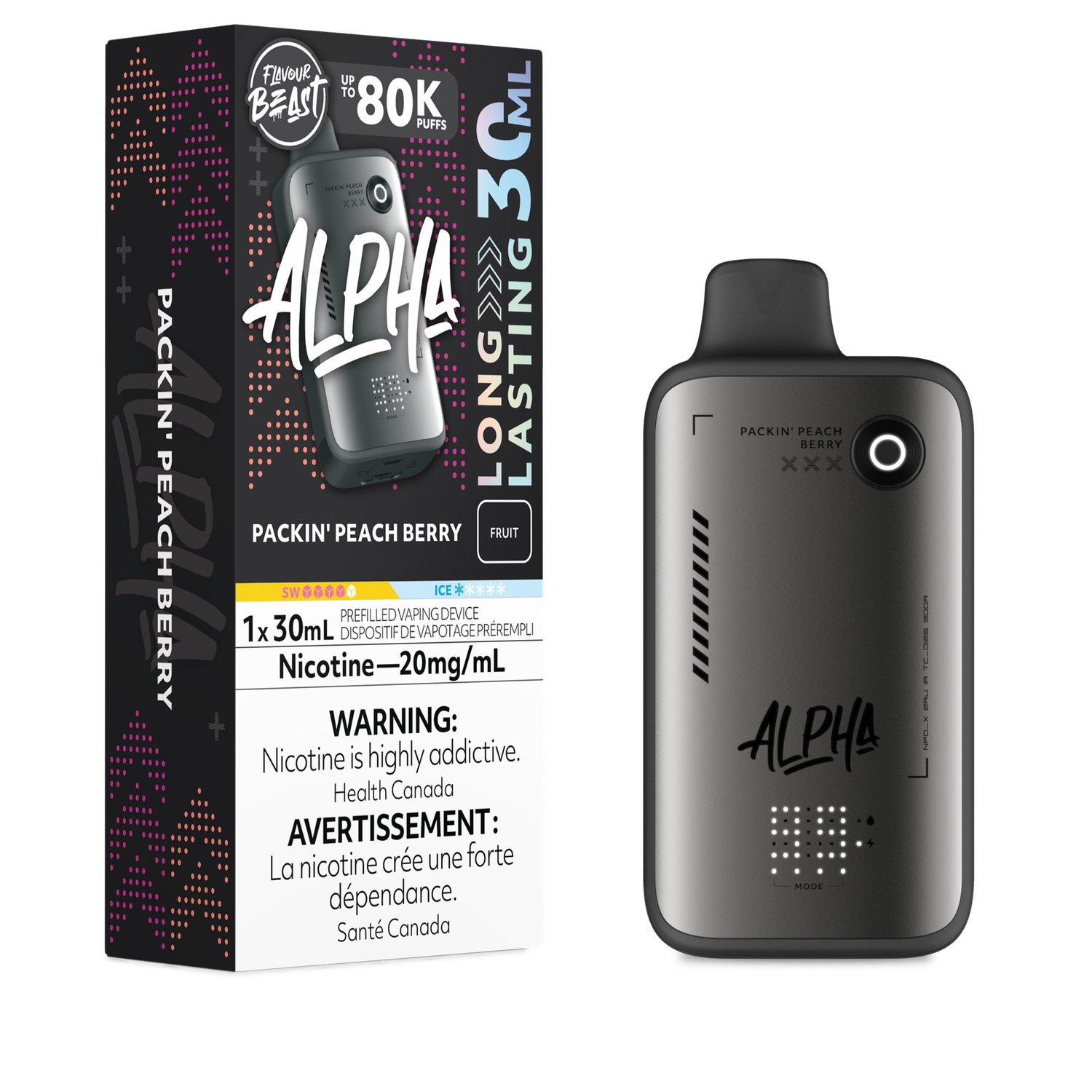 Packin' Peach Berry - Flavour Beast Alpha 80K Disposable, Nicotine: 20mg