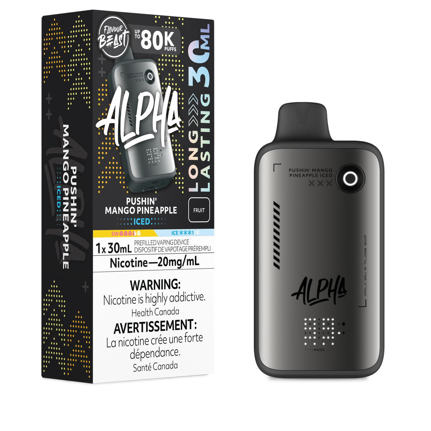 Pushin' Mango Pineapple Iced - Flavour Beast Alpha 80K Disposable, Nicotine: 20mg