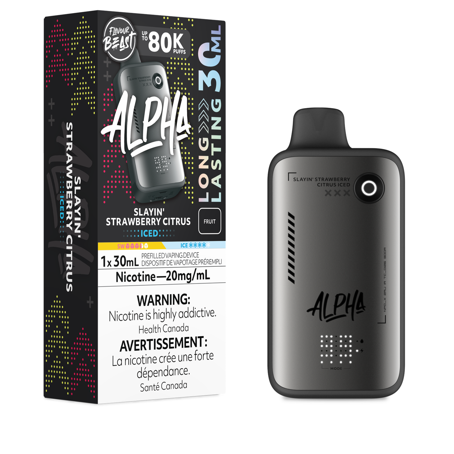 Slayin' Strawberry Citrus Iced - Flavour Beast Alpha 80K Disposable, Nicotine: 20mg