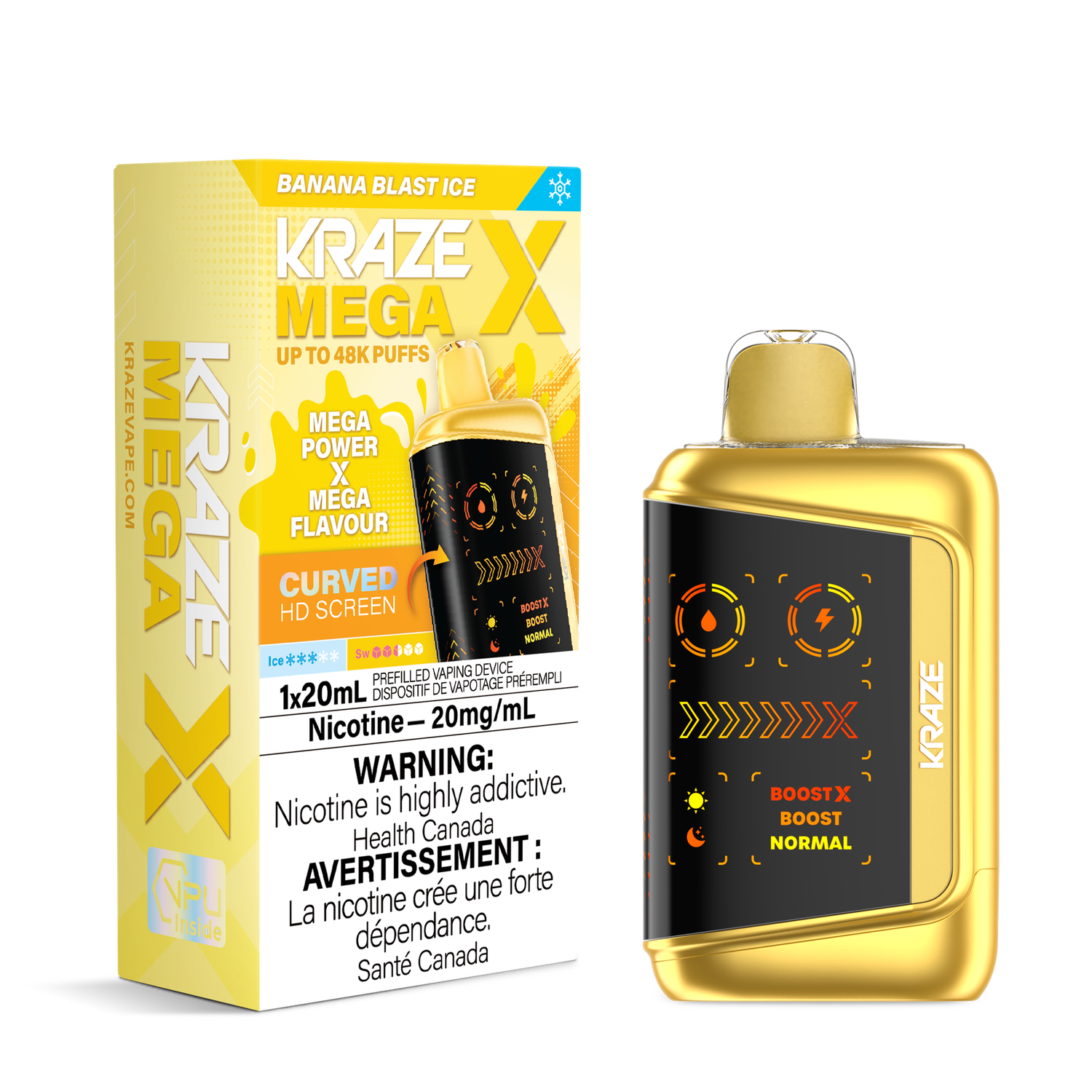 Banana Blast Ice - Kraze Mega X Disposable, Nicotine: 20mg