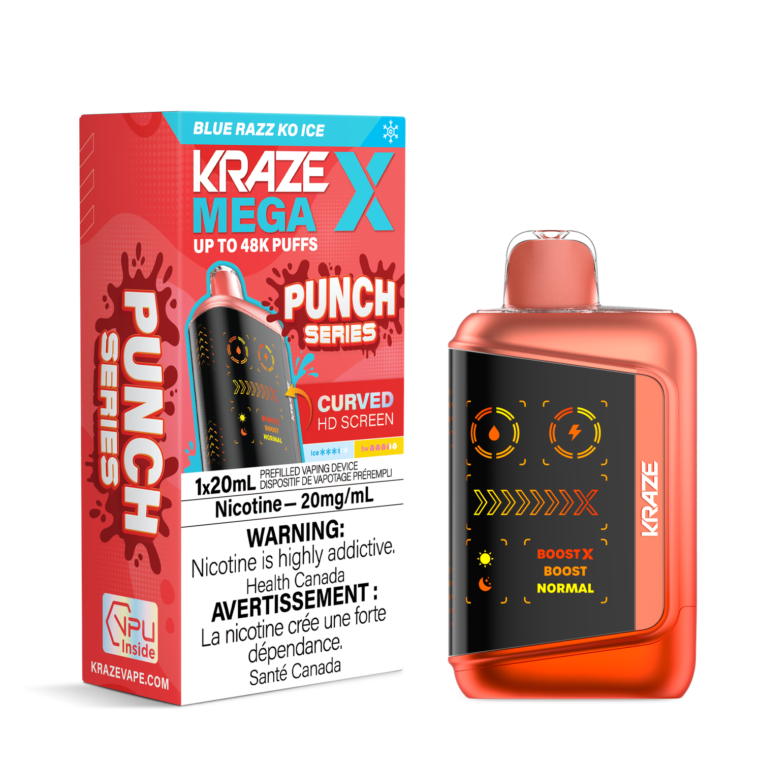 Blue Razz KO Ice - Kraze Mega X Disposable, Nicotine: 20mg