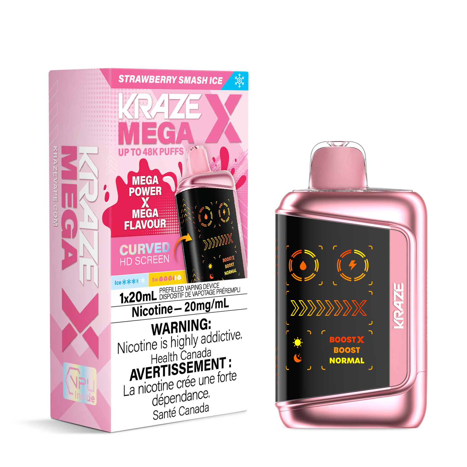 Strawberry Smash Ice - Kraze Mega X Disposable, Nicotine: 20mg