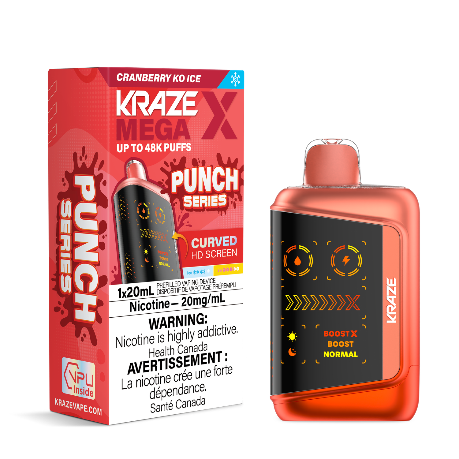 Cranberry KO Ice - Kraze Mega X Disposable, Nicotine: 20mg