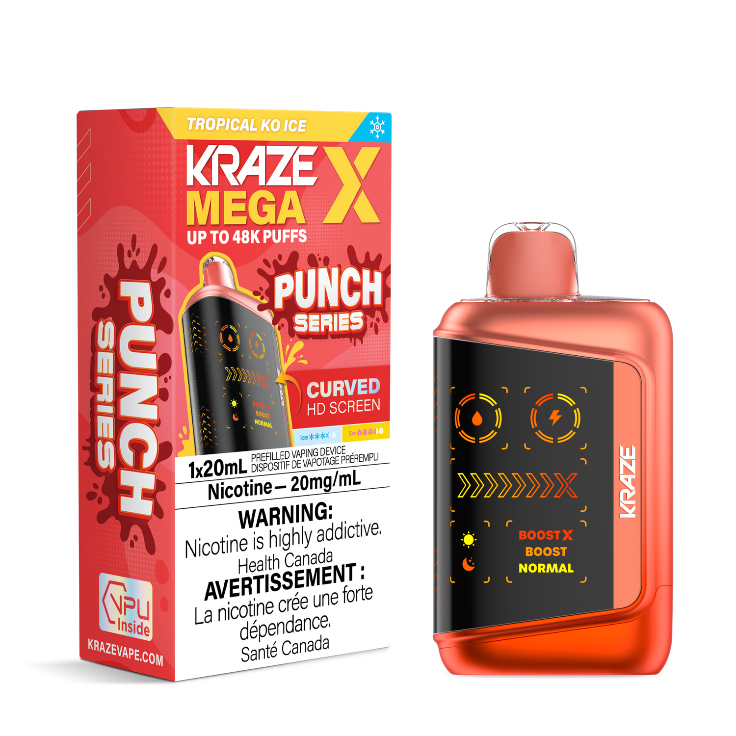 Tropical KO Ice - Kraze Mega X Disposable, Nicotine: 20mg
