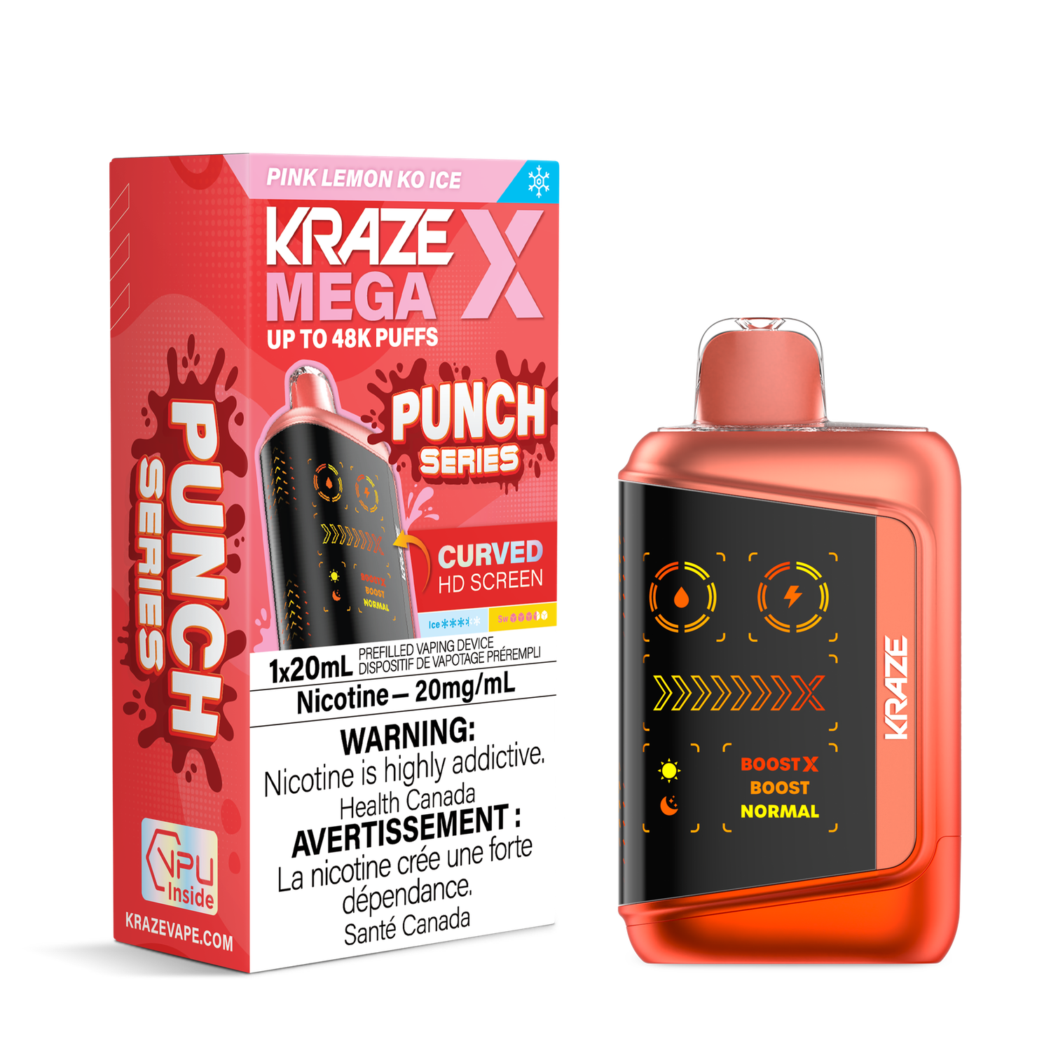 Pink Lemon KO Ice - Kraze Mega X Disposable, Nicotine: 20mg