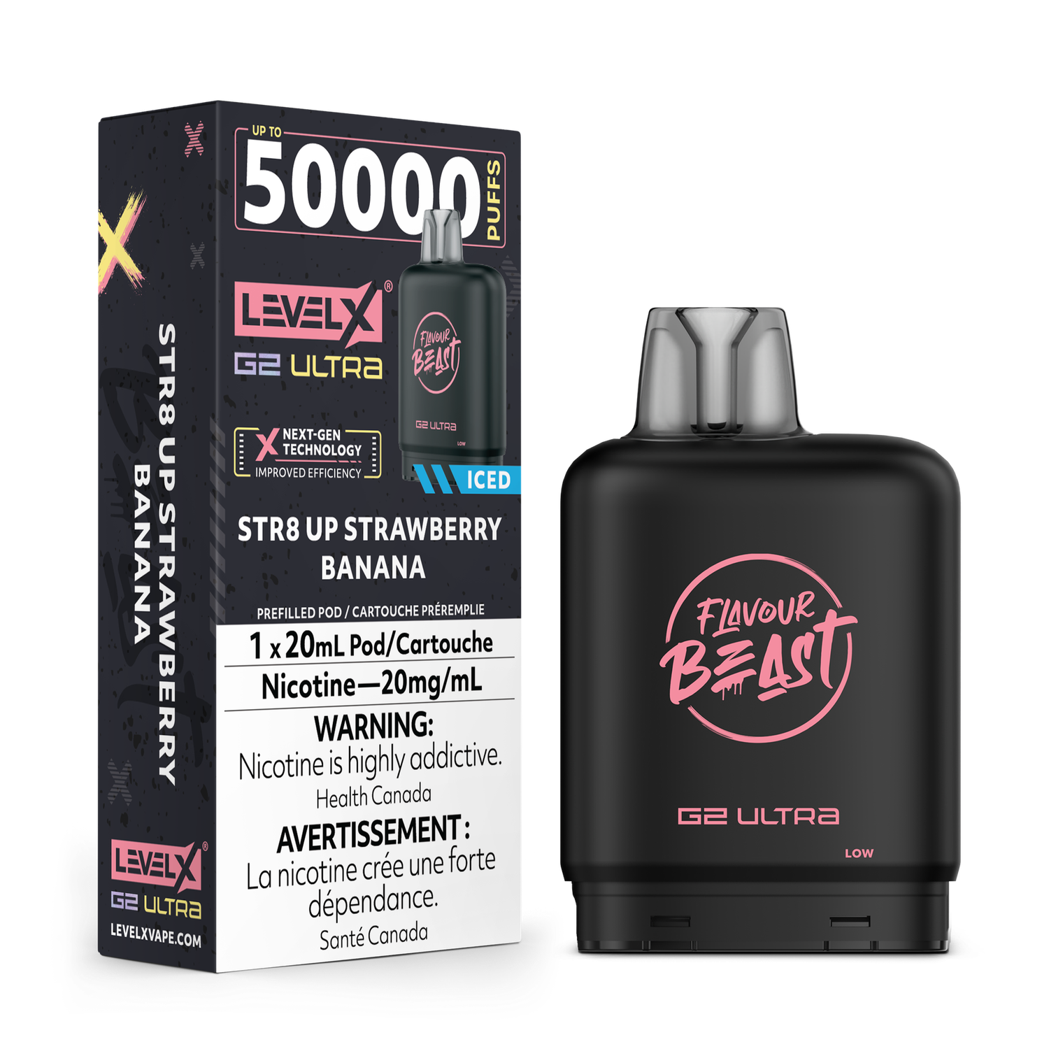 STR8 Up Strawberry Banana Flavour Beast Level X G2 Ultra Pod, Nicotine: 20mg