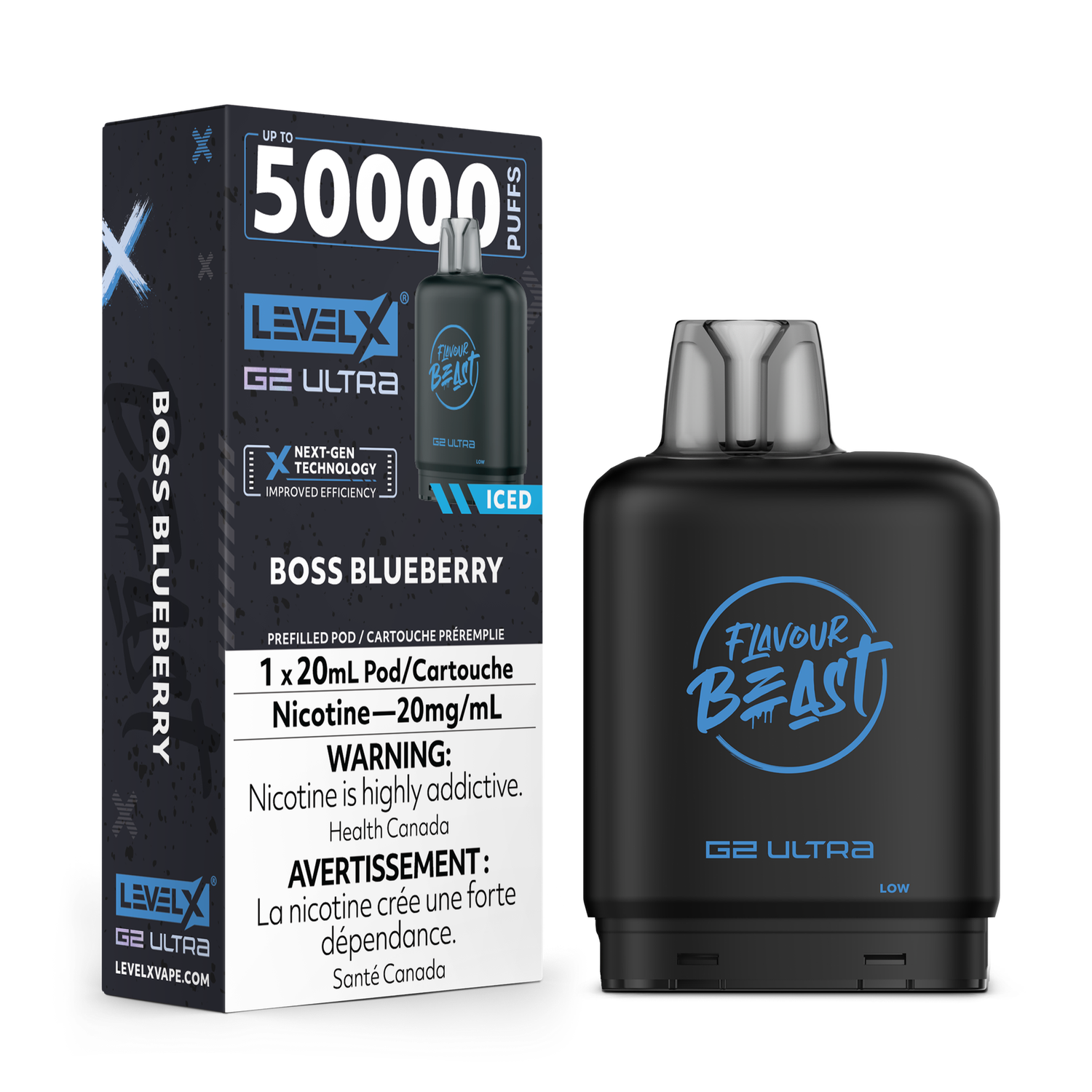 Boss Blueberry Flavour Beast Level X G2 Ultra Pod, Nicotine: 20mg