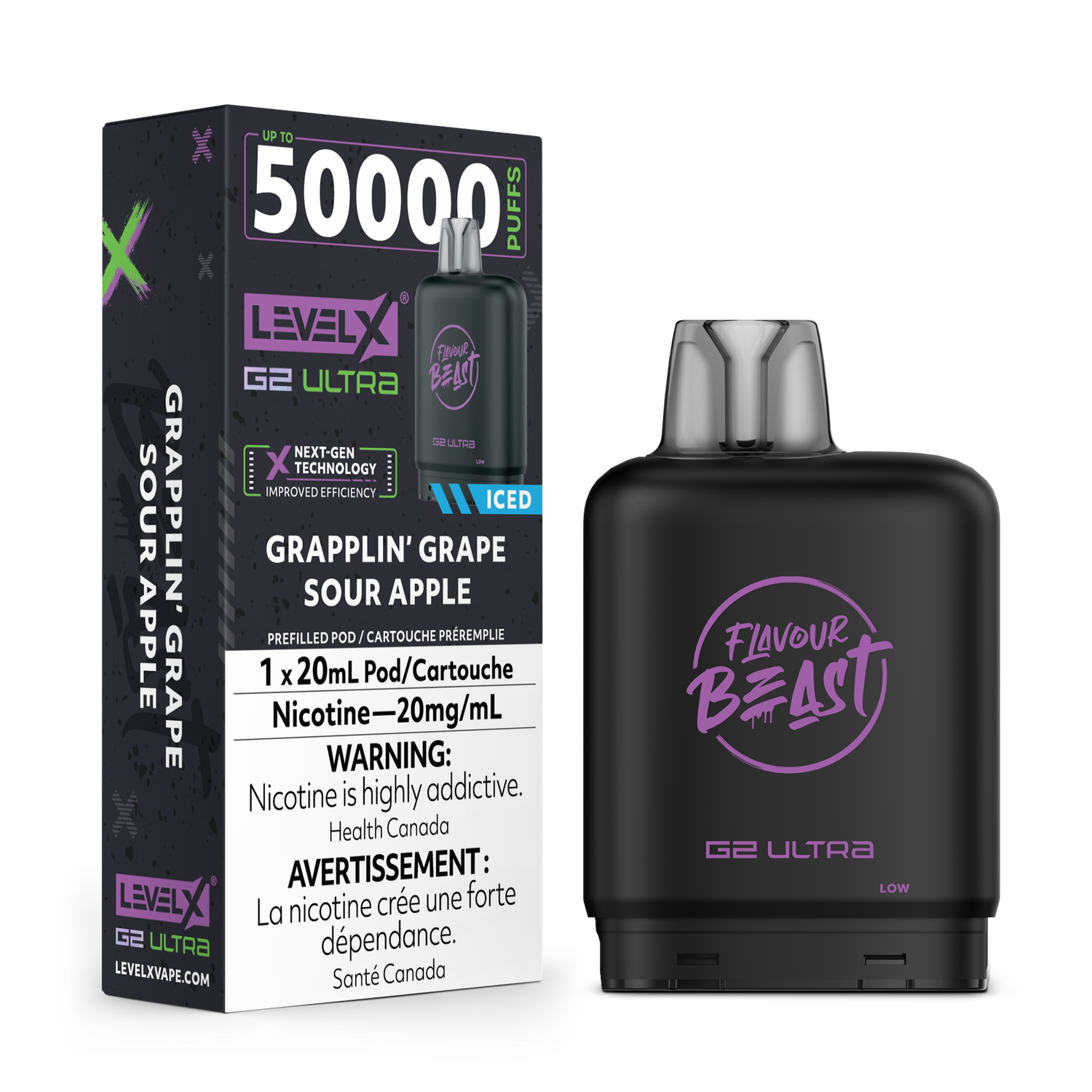 Grapplin' Grape Sour Apple Level X G2 Ultra Pod, Nicotine: 20mg