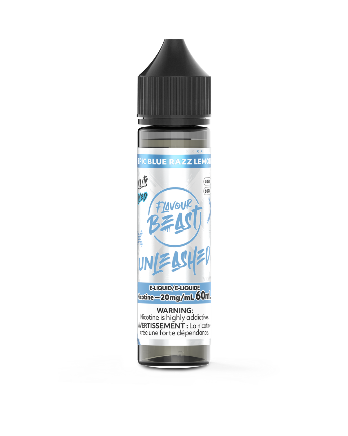 Epic Blue Razz Lemon Iced  - Flavour Beast Unleashed Salt, Nicotine: 20mg (Discontinued), Size: 60ml