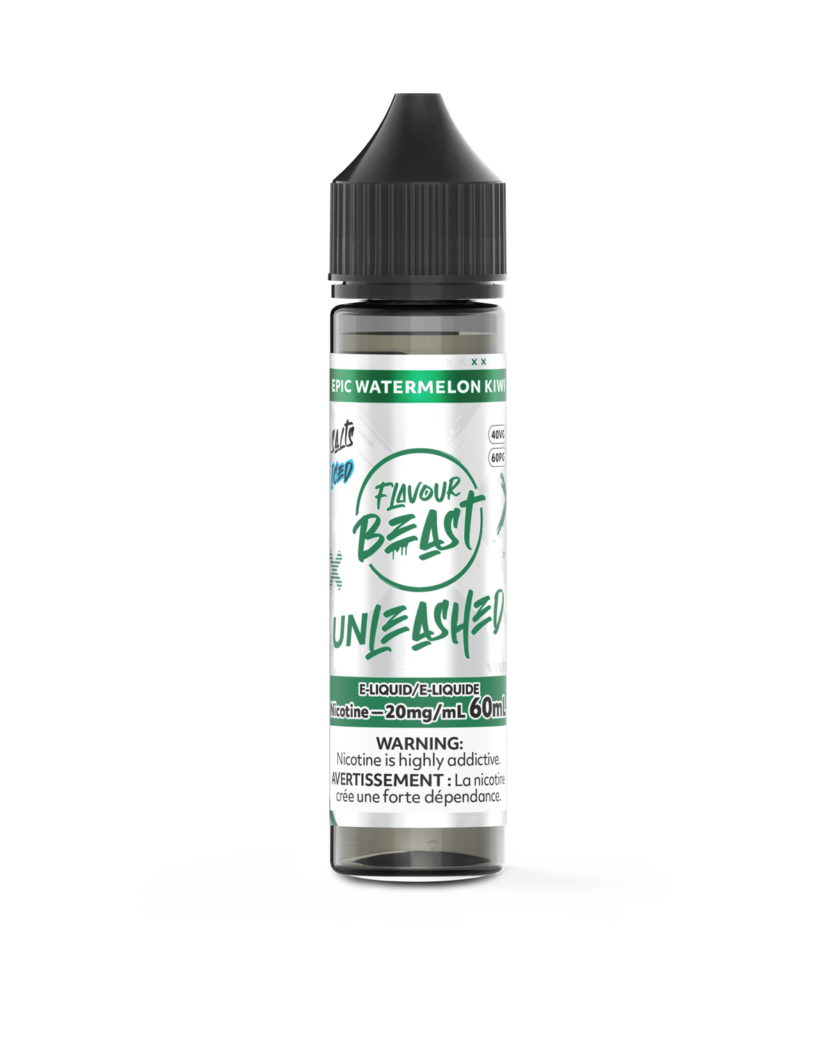 Epic Watermelon Kiwi Iced - Flavour Beast Unleashed Salt, Nicotine: 20mg (Discontinued), Size: 60ml