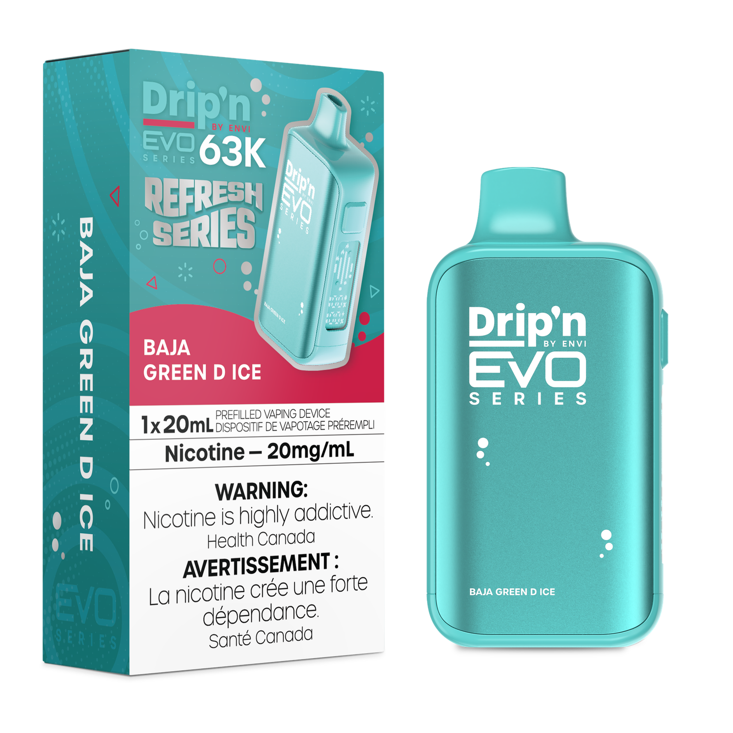 Baja Green D Ice - Drip'n by Envi Evo 63K Disposable, Nicotine: 20mg