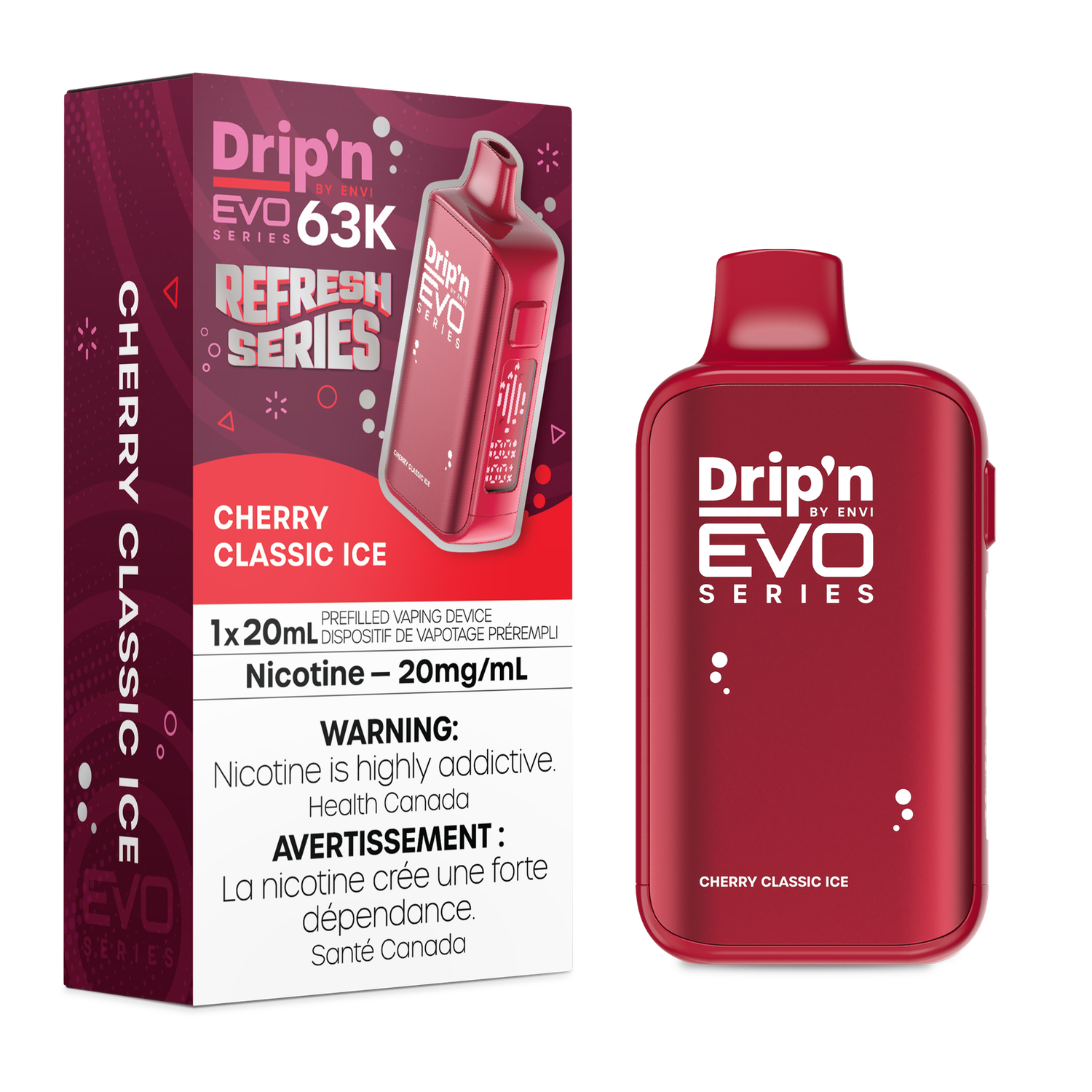 Cherry Classic Ice - Drip'n by Envi Evo 63K Disposable, Nicotine: 20mg