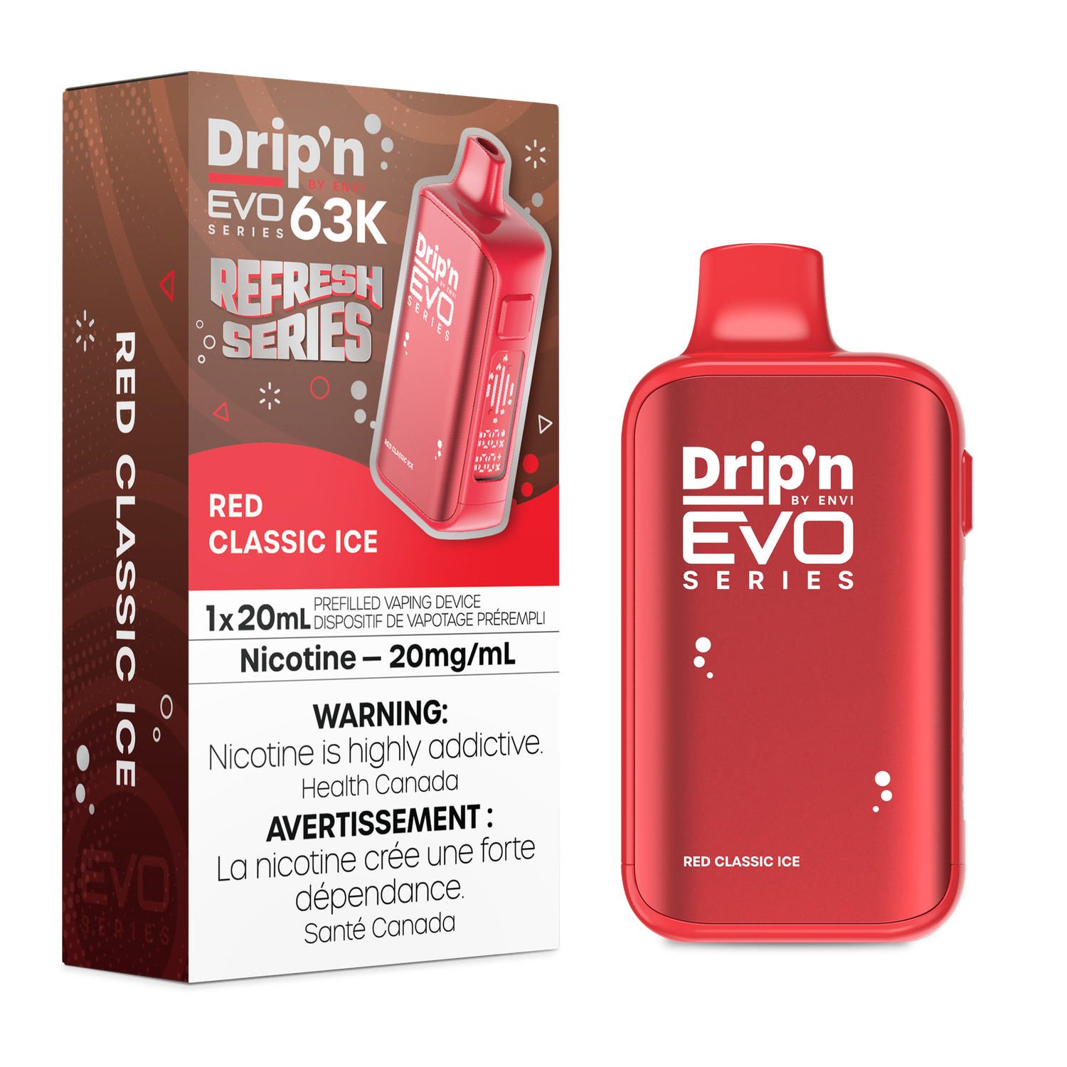 Red Classic Ice - Drip'n by Envi Evo 63K Disposable, Nicotine: 20mg
