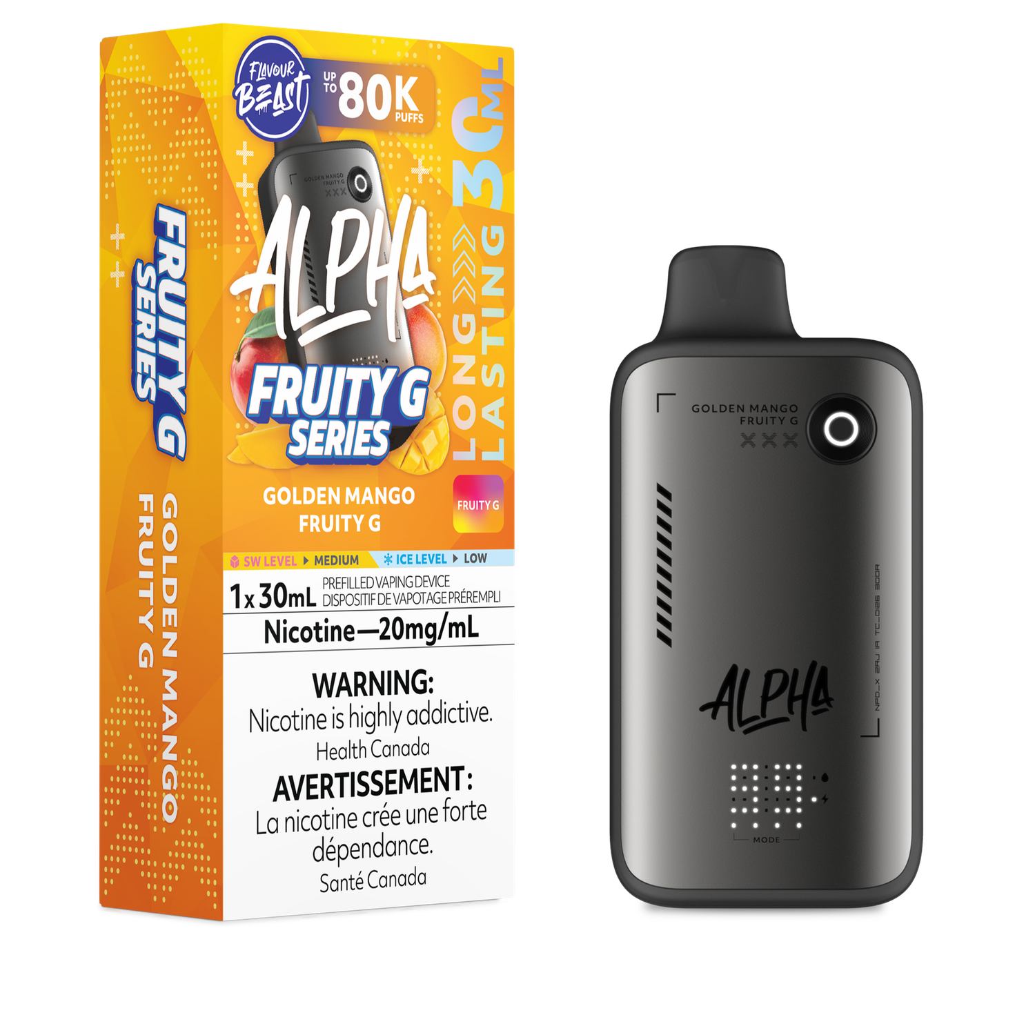 Golden Mango Fruity G - Flavour Beast Alpha 80K Disposable, Nicotine: 20mg