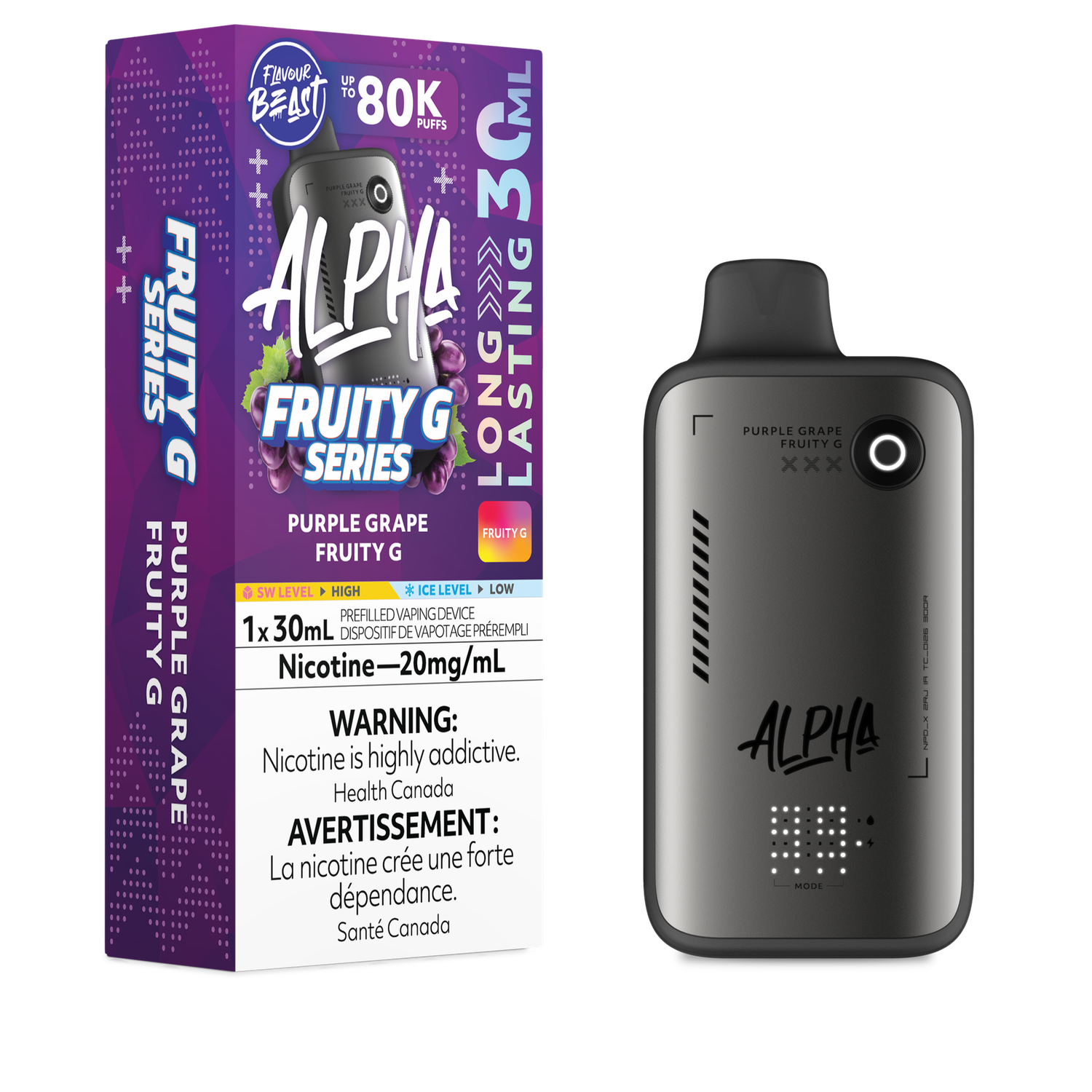 Purple Grape Fruity G - Flavour Beast Alpha 80K Disposable, Nicotine: 20mg