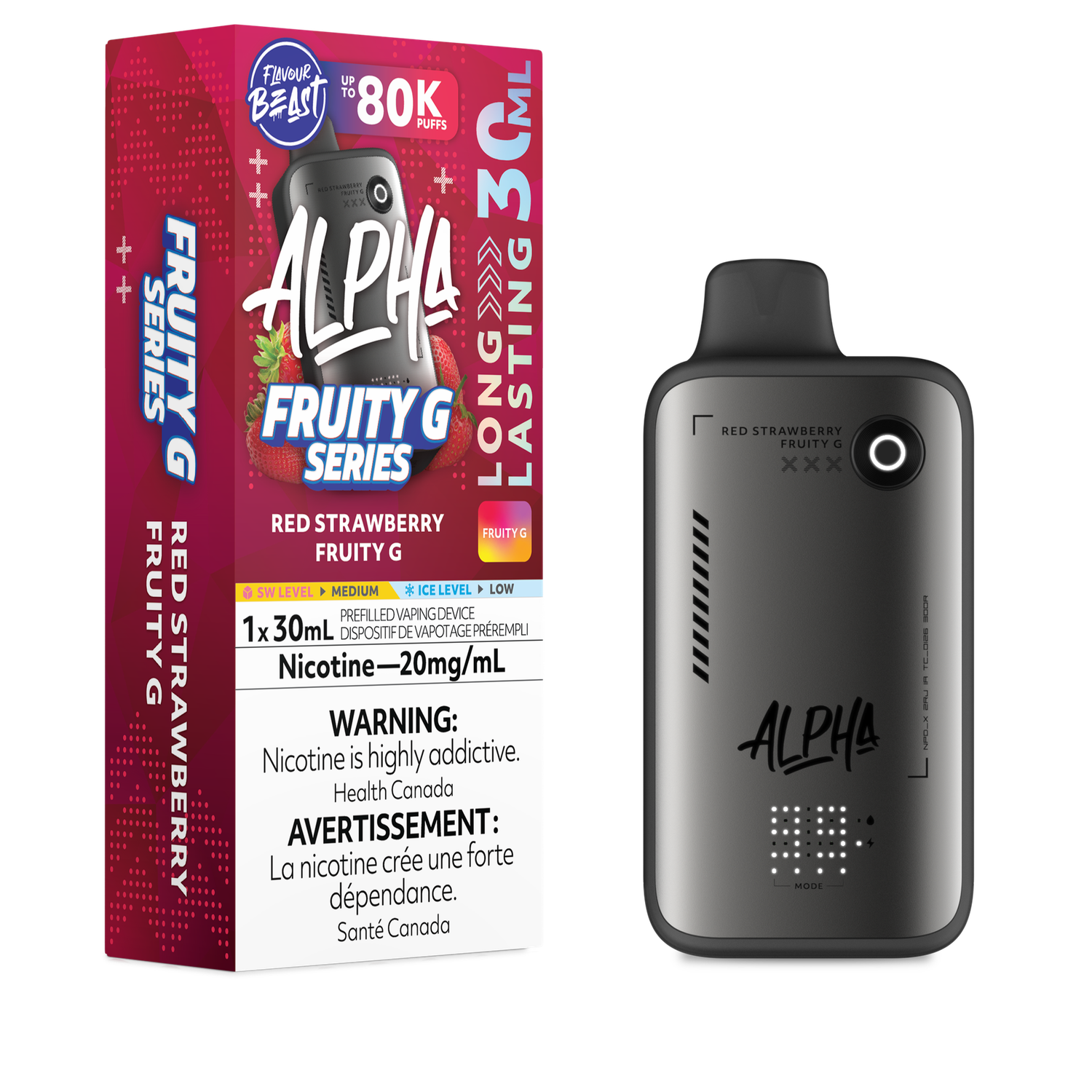 Red Strawberry Fruity G - Flavour Beast Alpha 80K Disposable, Nicotine: 20mg