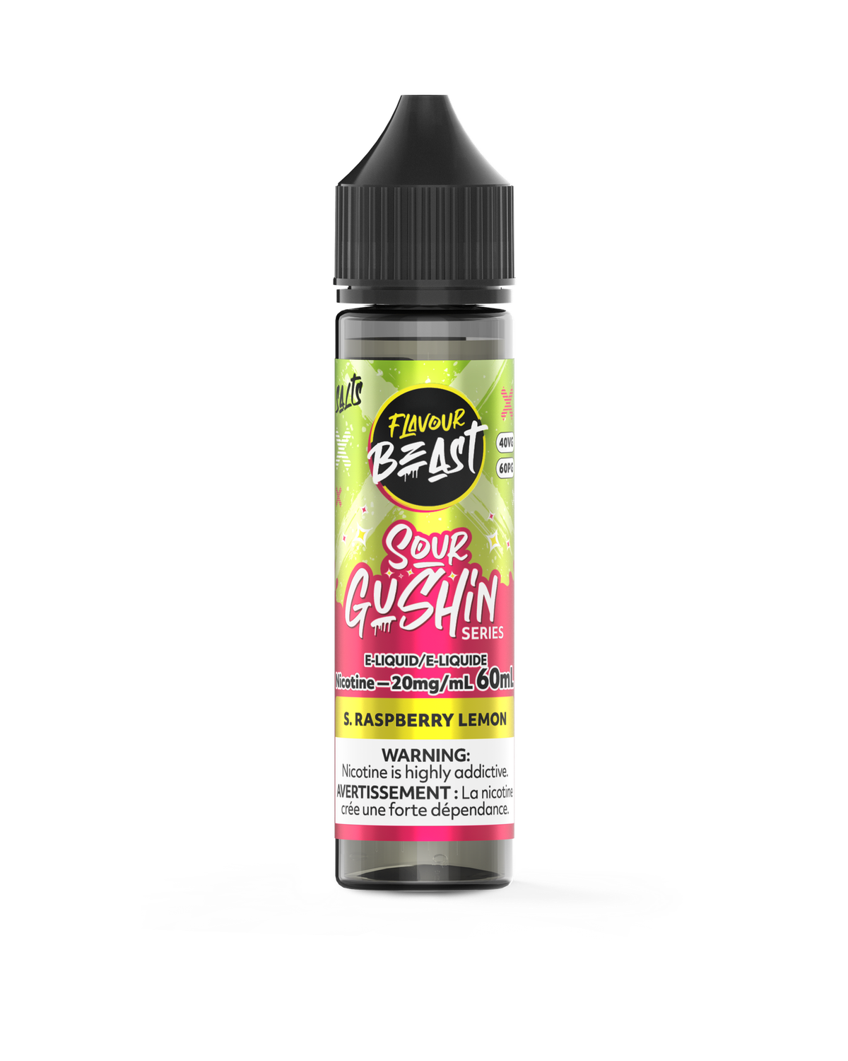 Sour Gushin' S. Raspberry Lemon - Flavour Beast Salt, Nicotine: 20mg, Size: 60ml