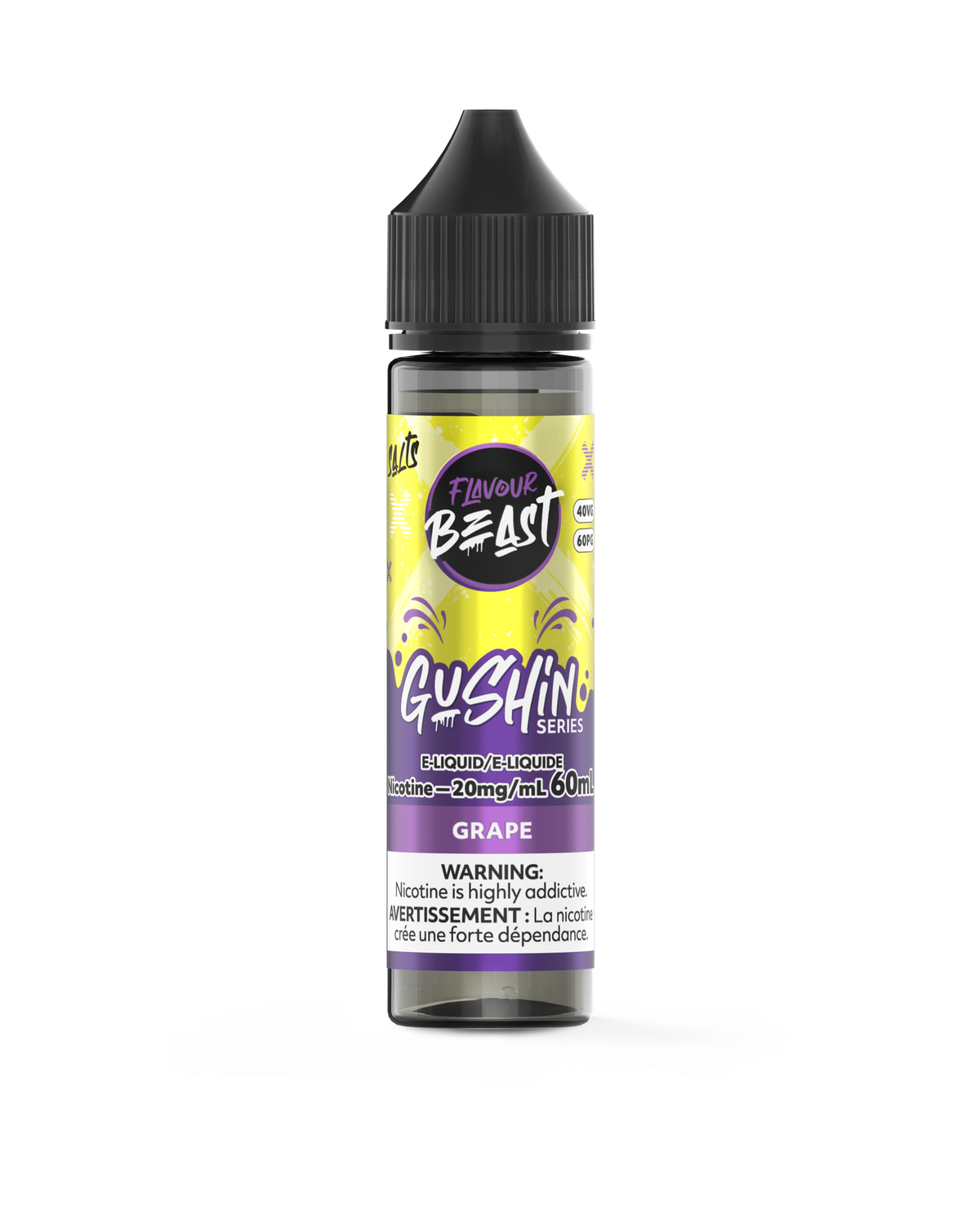 Gushin' Grape - Flavour Beast Salt, Nicotine: 20mg, Size: 60ml