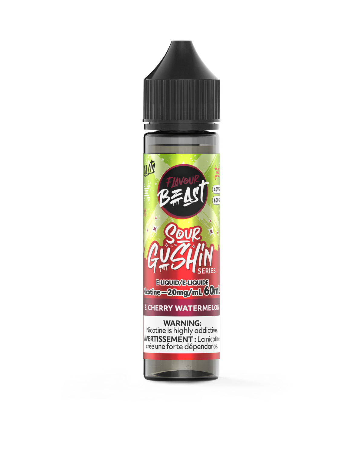Sour Gushin' S. Cherry Watermelon - Flavour Beast Salt, Nicotine: 20mg, Size: 60ml