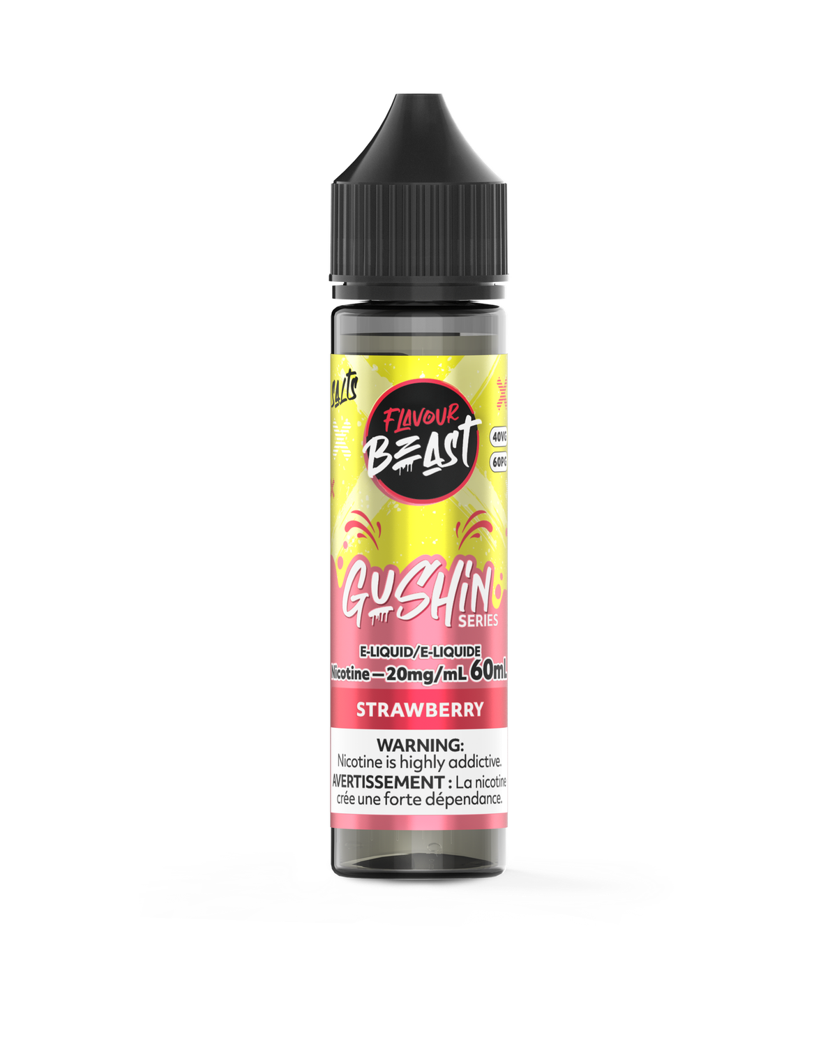 Gushin' Strawberry - Flavour Beast Salt, Nicotine: 20mg, Size: 60ml