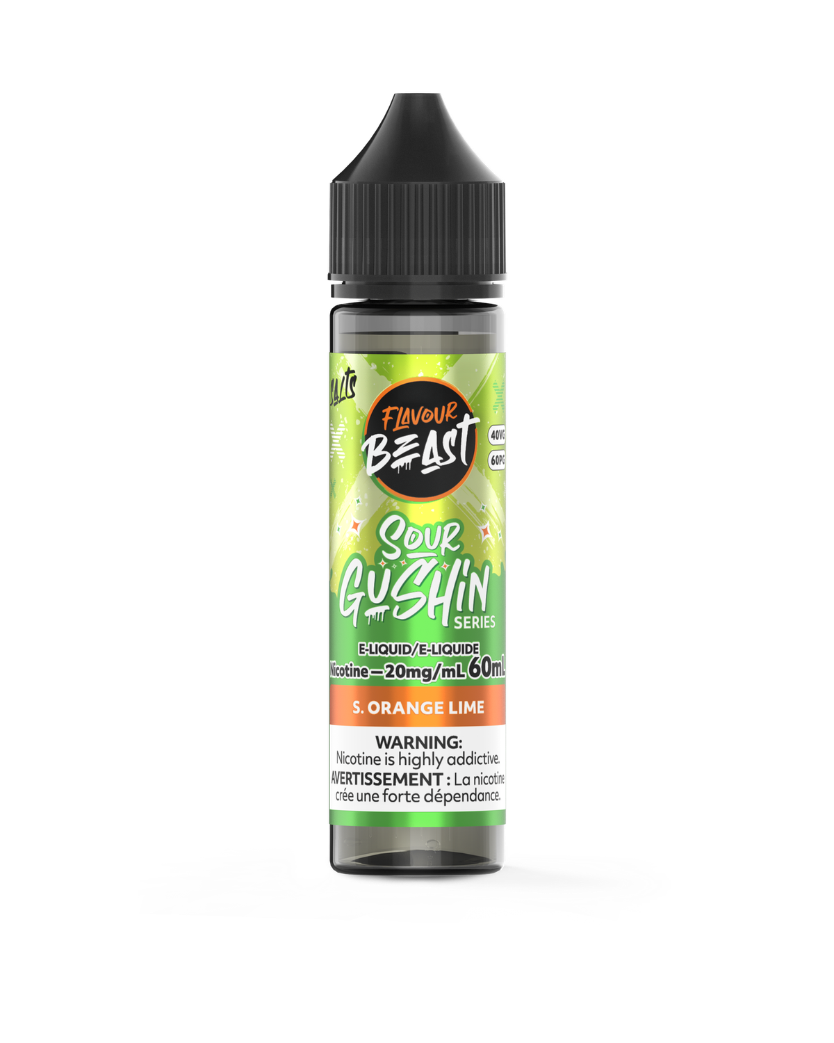 Sour Gushin' S. Orange Lime - Flavour Beast Salt, Nicotine: 20mg, Size: 60ml