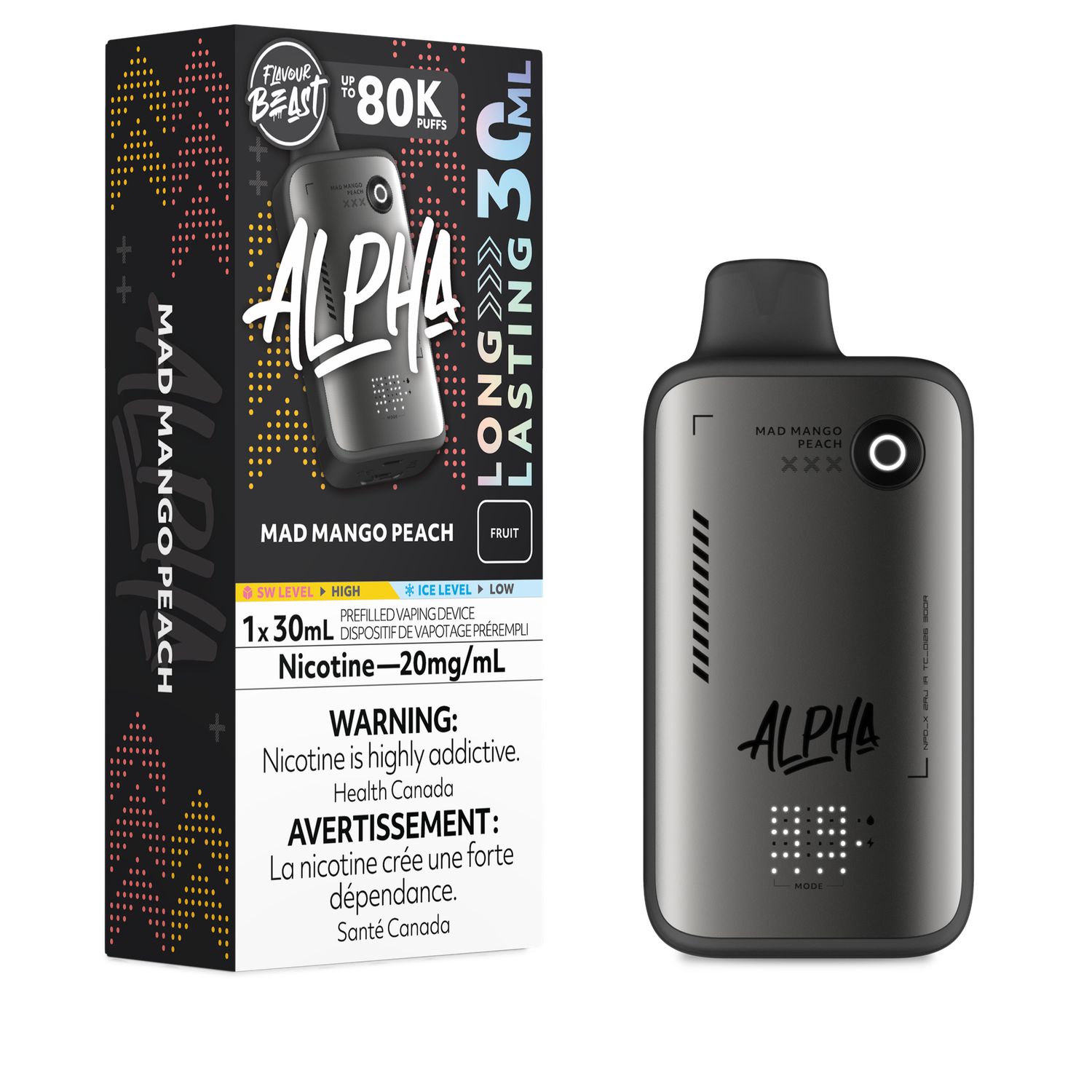 Mad Mango Peach - Flavour Beast Alpha 80K Disposable, Nicotine: 20mg