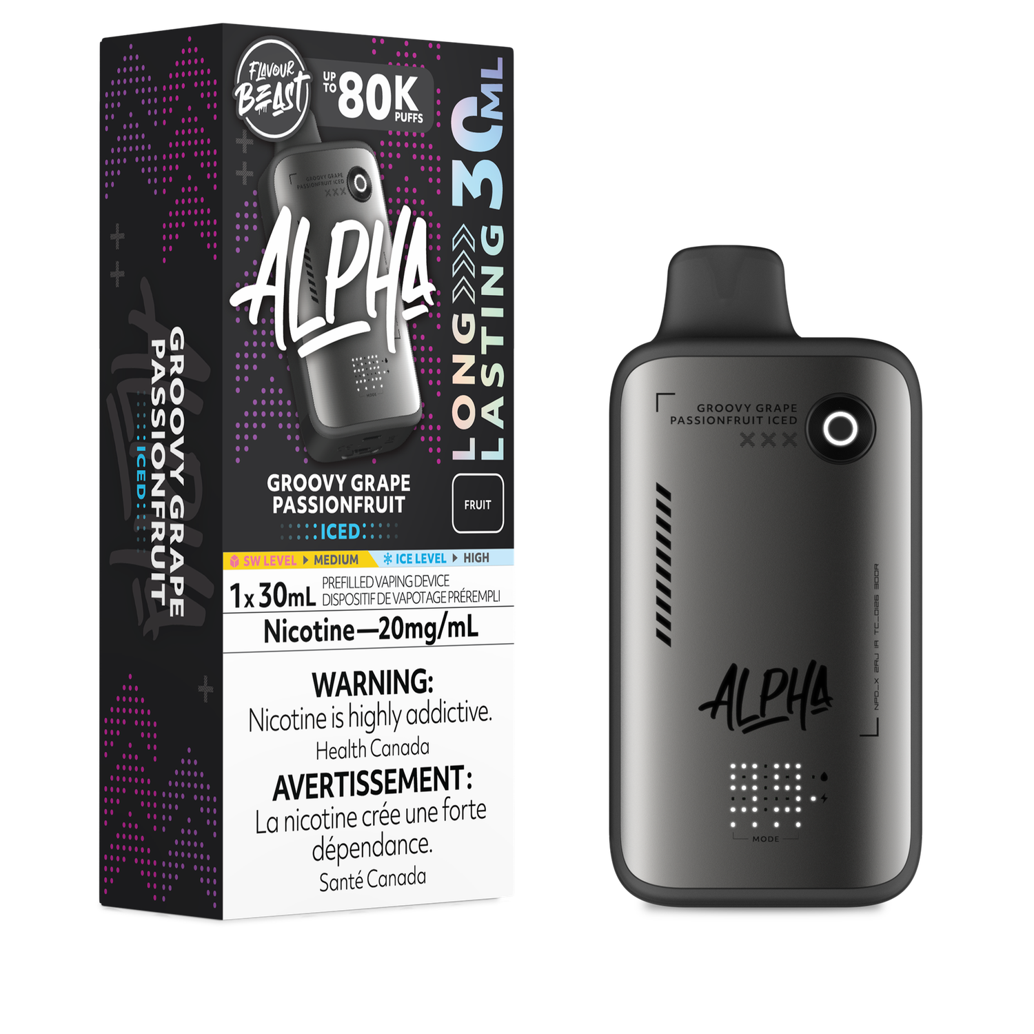 Groovy Grape Passionfruit Iced - Flavour Beast Alpha 80K Disposable, Nicotine: 20mg