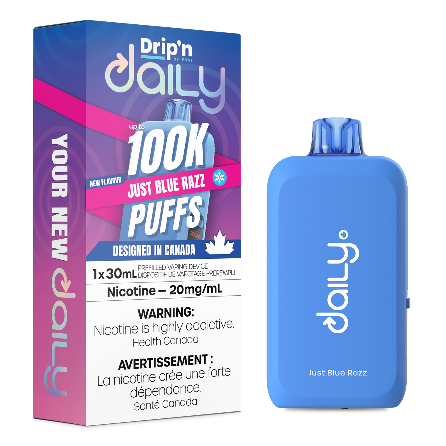 Just Blue Razz - Drip'n Daily by Envi 30mL Disposable, Nicotine: 20mg