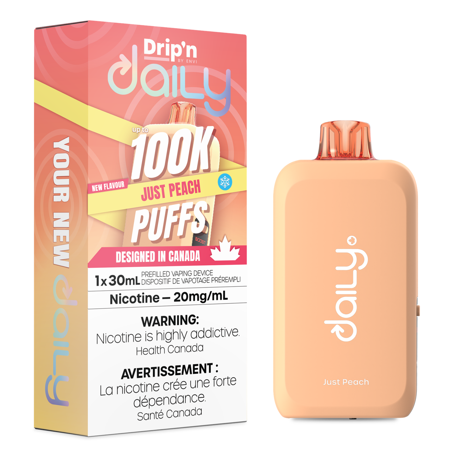 Just Peach - Drip'n Daily by Envi 30mL Disposable, Nicotine: 20mg