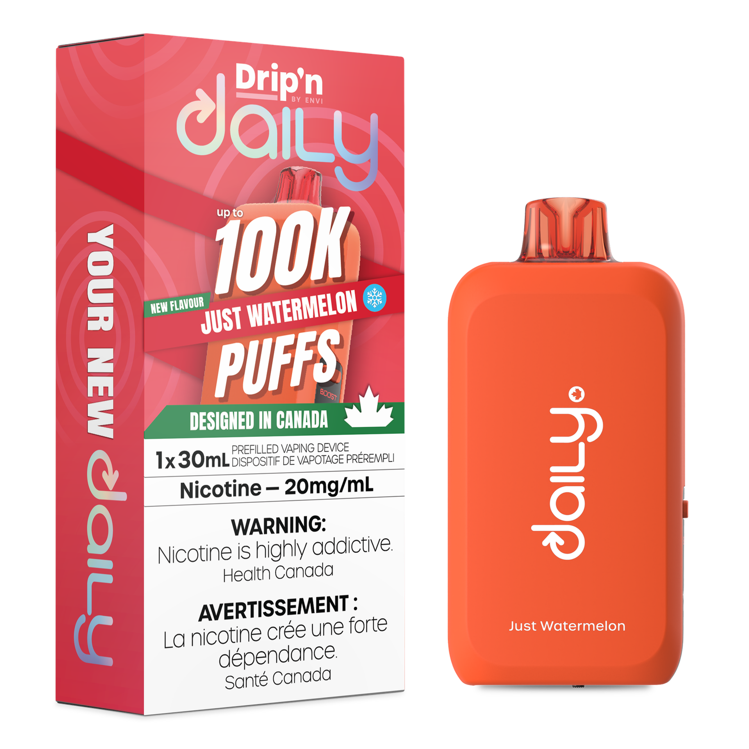 Just Watermelon - Drip'n Daily by Envi 30mL Disposable, Nicotine: 20mg