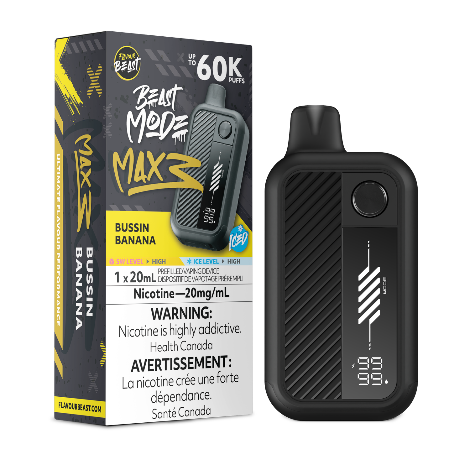 Bussin' Banana Iced - Flavour Beast Beast Mode Max 3 Disposable, Nicotine: 20mg