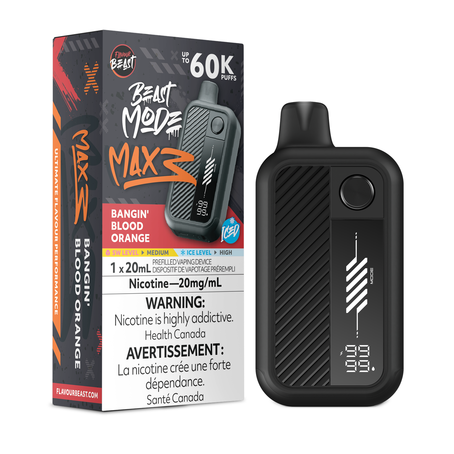 Bangin' Blood Orange Iced - Flavour Beast Beast Mode Max 3 Disposable, Nicotine: 20mg