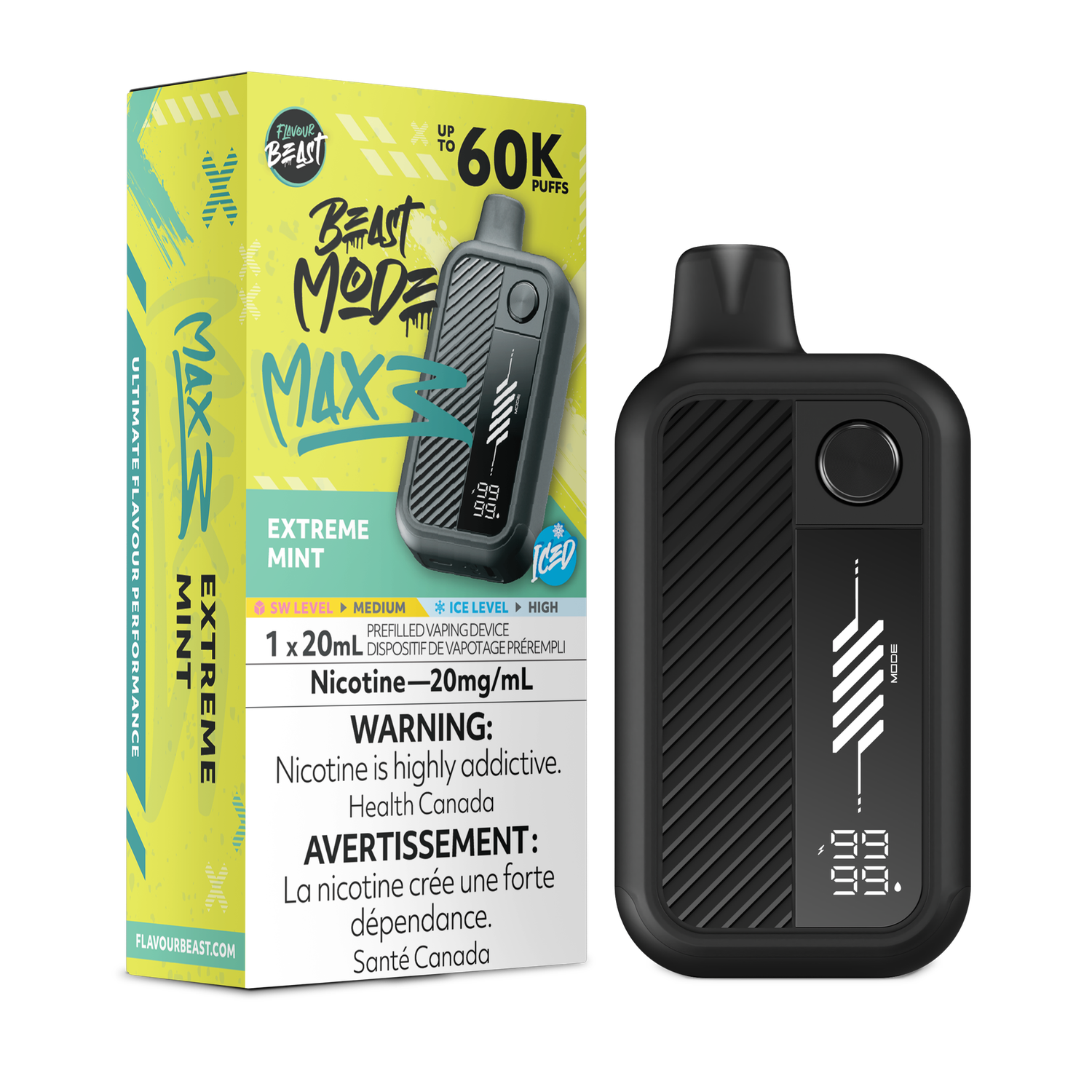 Extreme Mint Iced - Flavour Beast Beast Mode Max 3 Disposable, Nicotine: 20mg