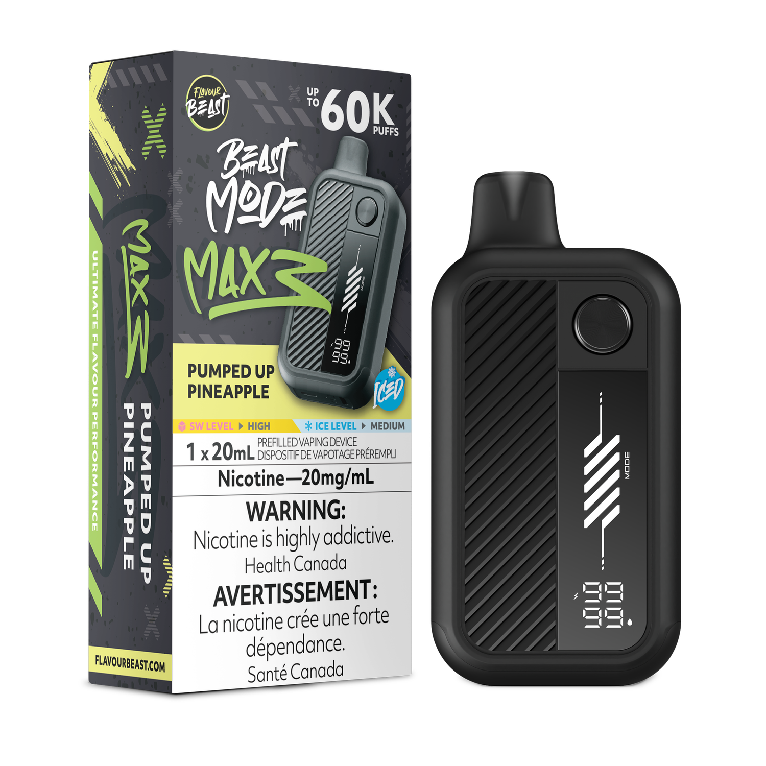 Pumped Up Pineapple Iced - Flavour Beast Beast Mode Max 3 Disposable, Nicotine: 20mg