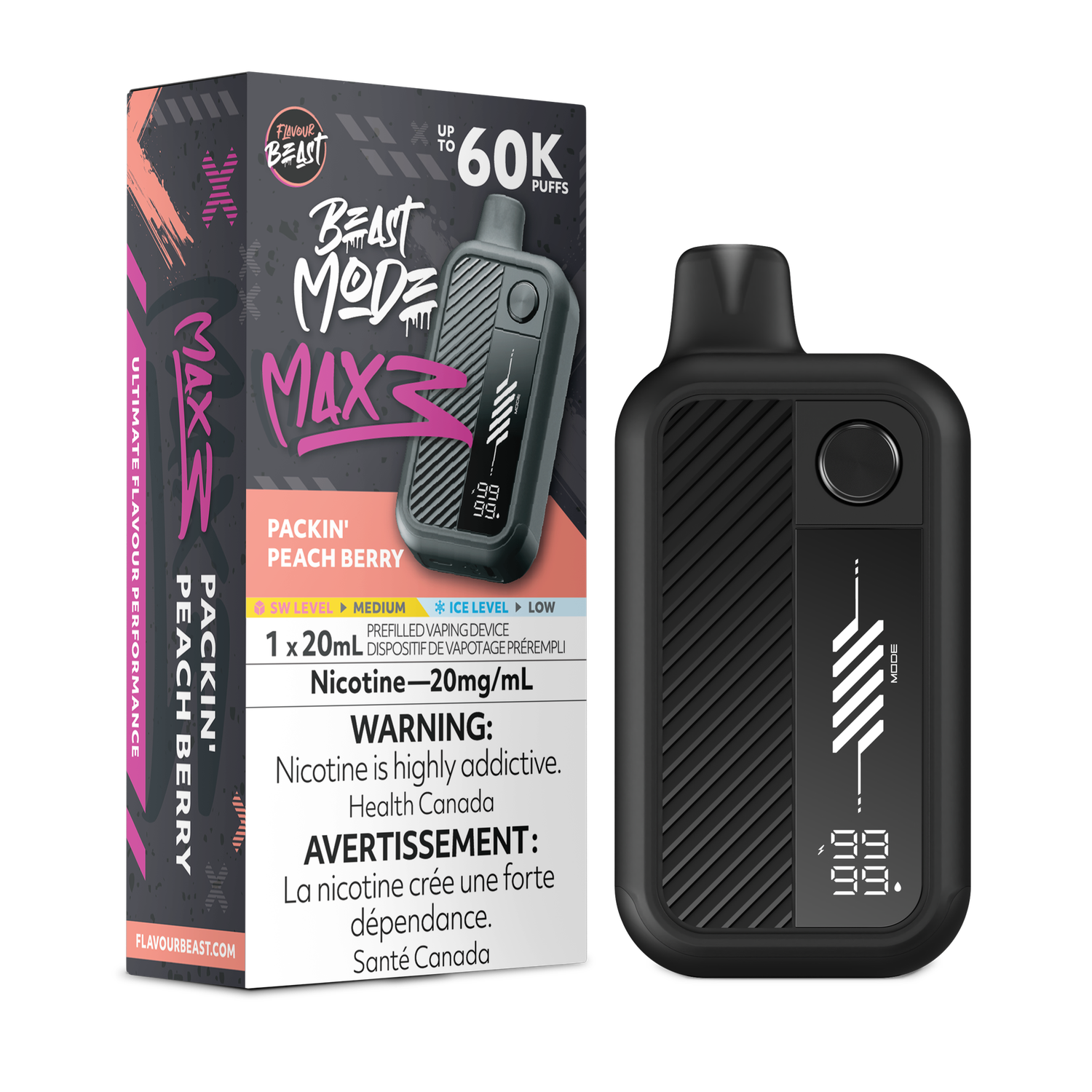 Packin' Peach Berry - Flavour Beast Beast Mode Max 3 Disposable, Nicotine: 20mg