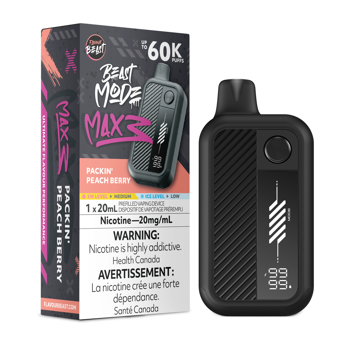 Packin' Peach Berry - Flavour Beast Beast Mode Max 3 Disposable, Nicotine: 20mg