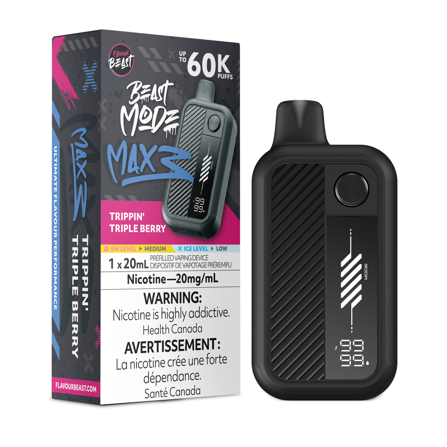 Trippin' Triple Berry - Flavour Beast Beast Mode Max 3 Disposable, Nicotine: 20mg