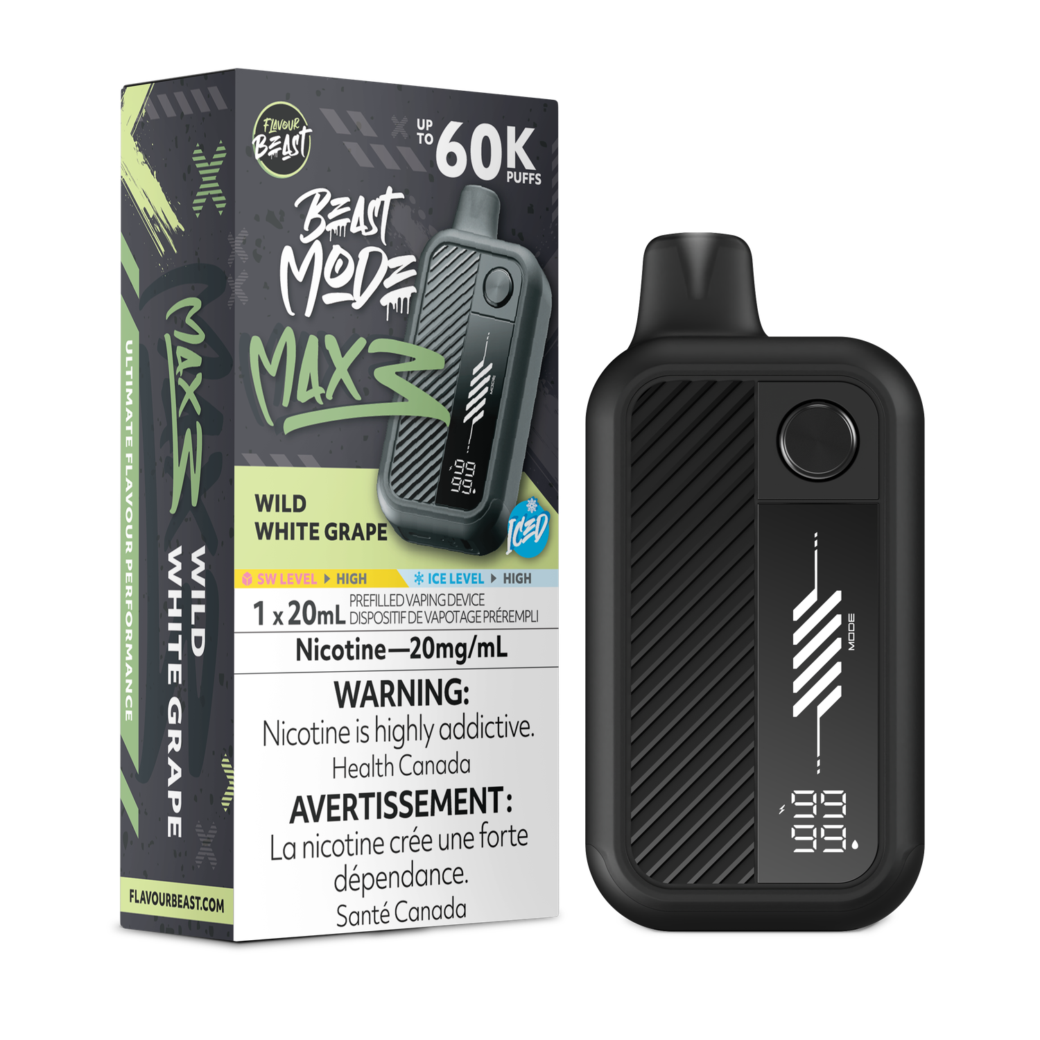 Wild White Grape Iced - Flavour Beast Beast Mode Max 3 Disposable, Nicotine: 20mg