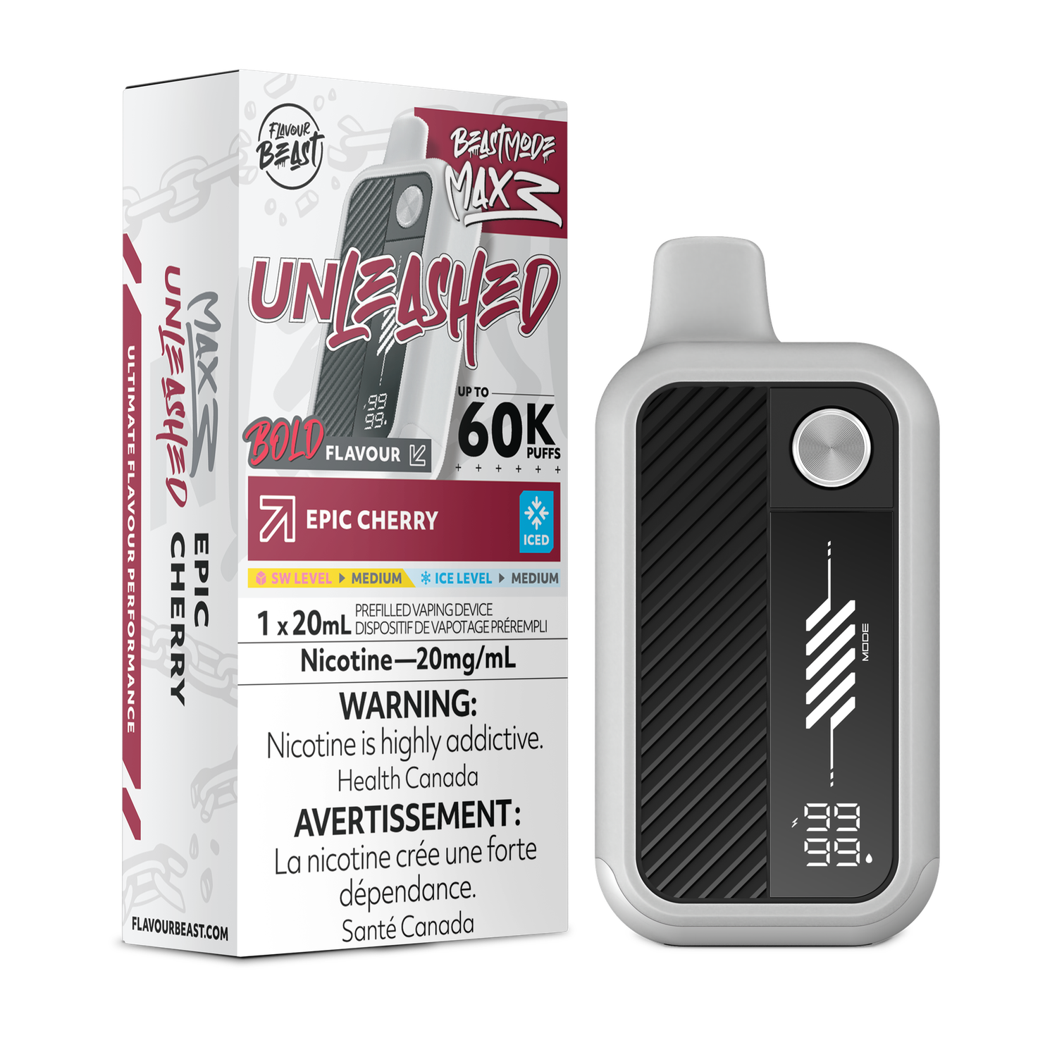 Epic Cherry Iced - Flavour Beast Unleashed Beast Mode Max 3 Disposable, Nicotine: 20mg