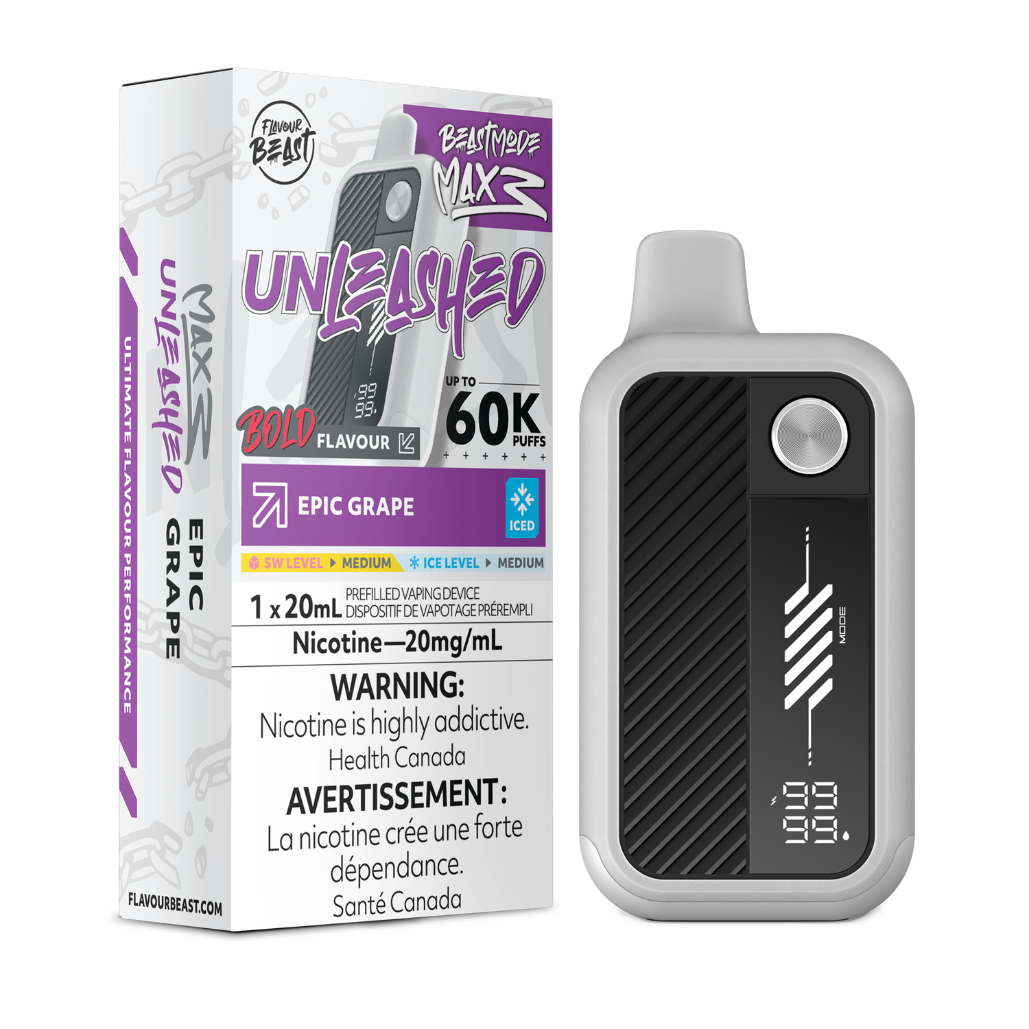 Epic Grape Iced - Flavour Beast Unleashed Beast Mode Max 3 Disposable, Nicotine: 20mg