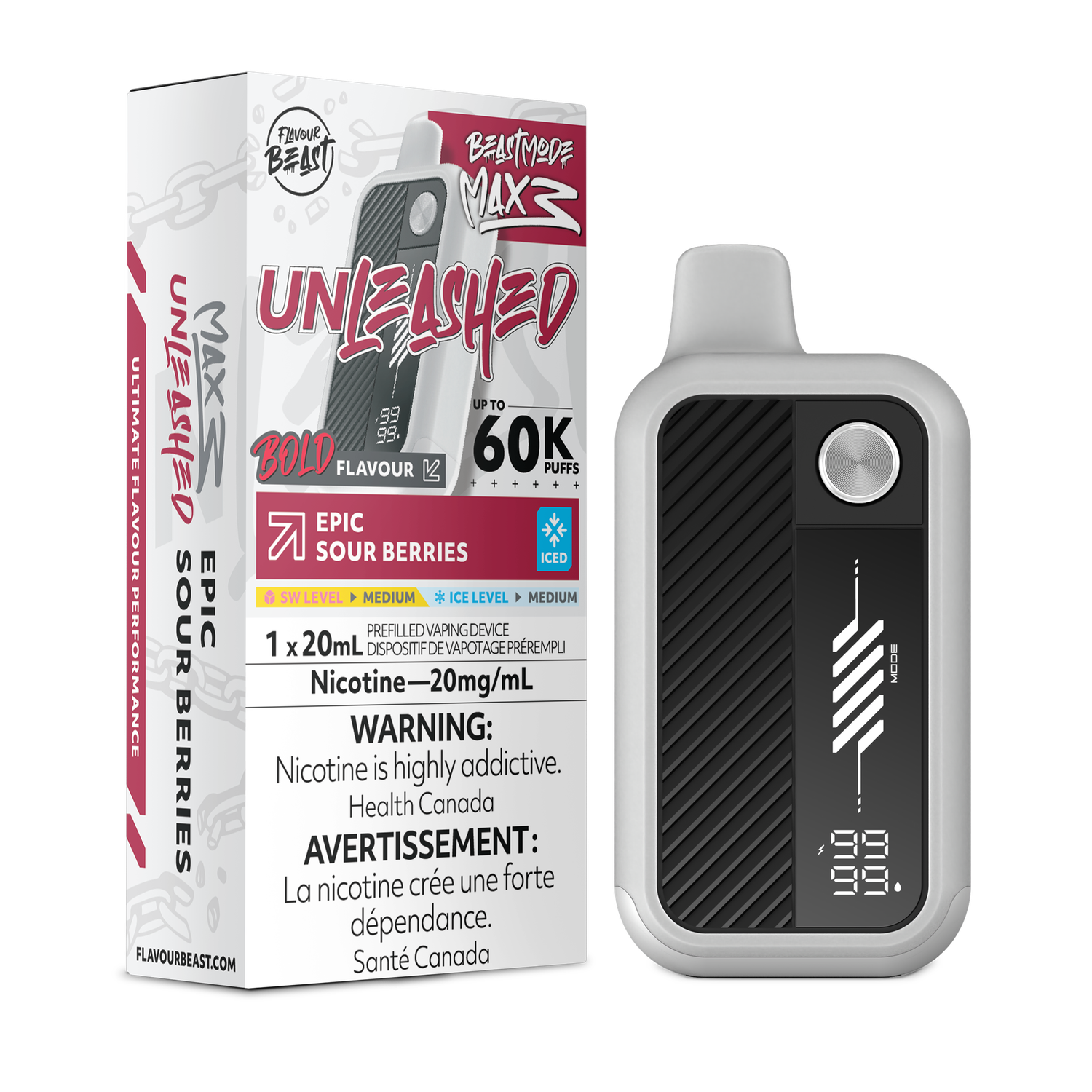 Epic Sour Berries Iced - Flavour Beast Unleashed Beast Mode Max 3 Disposable, Nicotine: 20mg