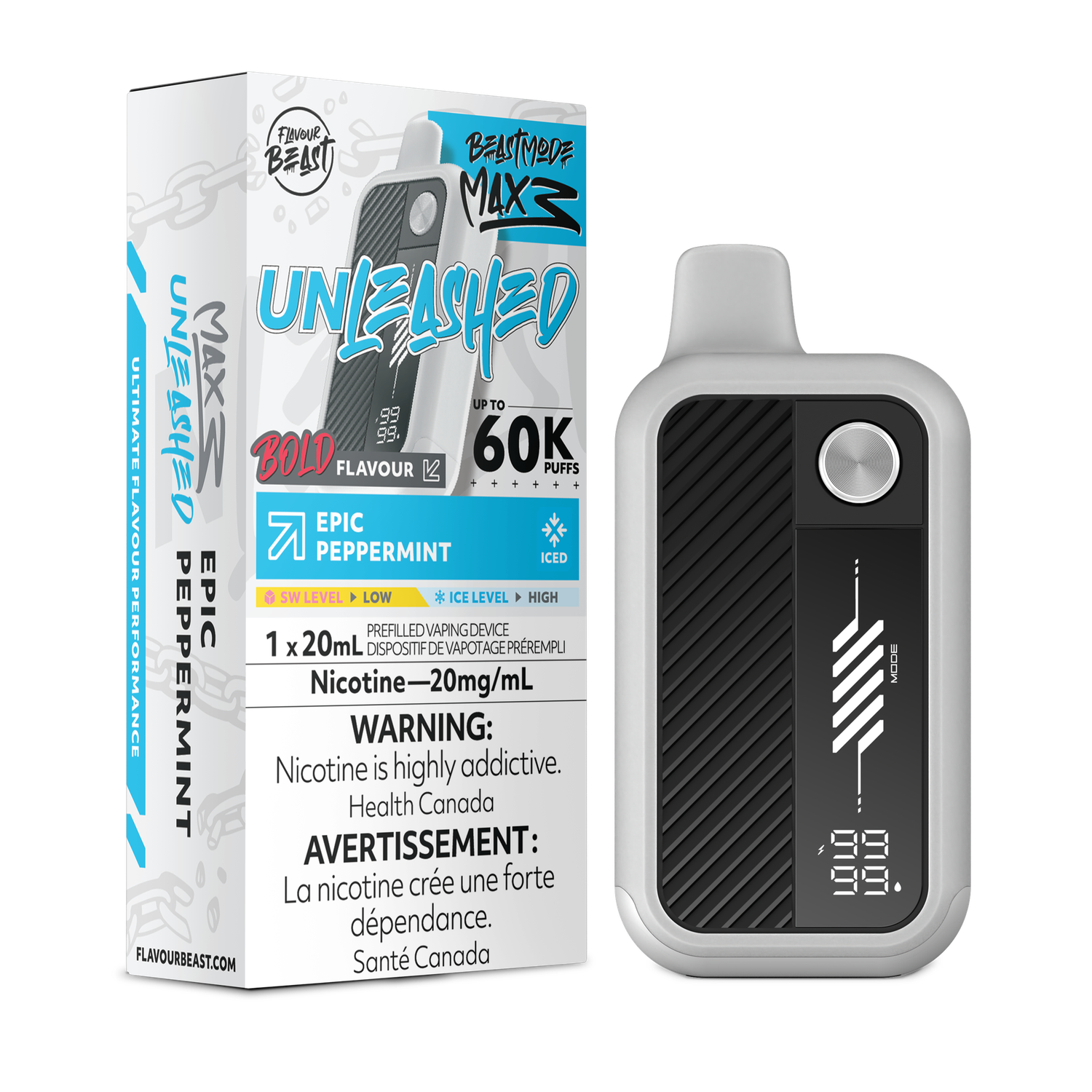 Epic Peppermint Iced - Flavour Beast Unleashed Beast Mode Max 3 Disposable, Nicotine: 20mg